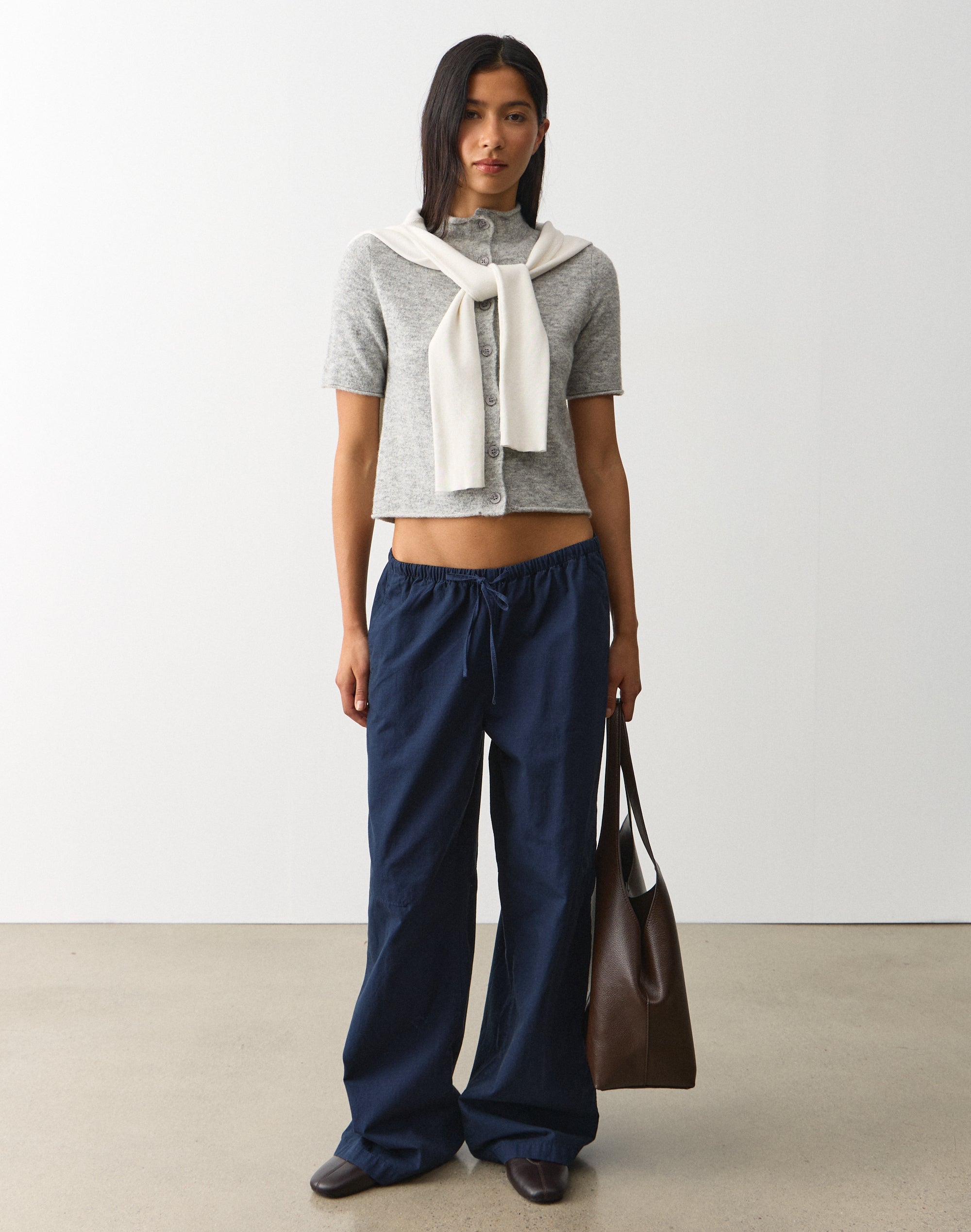 Cotton Low Rise Tie Waist Pant in Inkognito | Glassons US