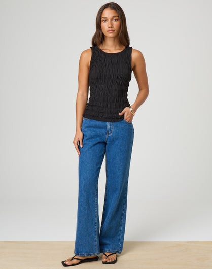 Gary Low Rise Cuffed Jean in Light Wash