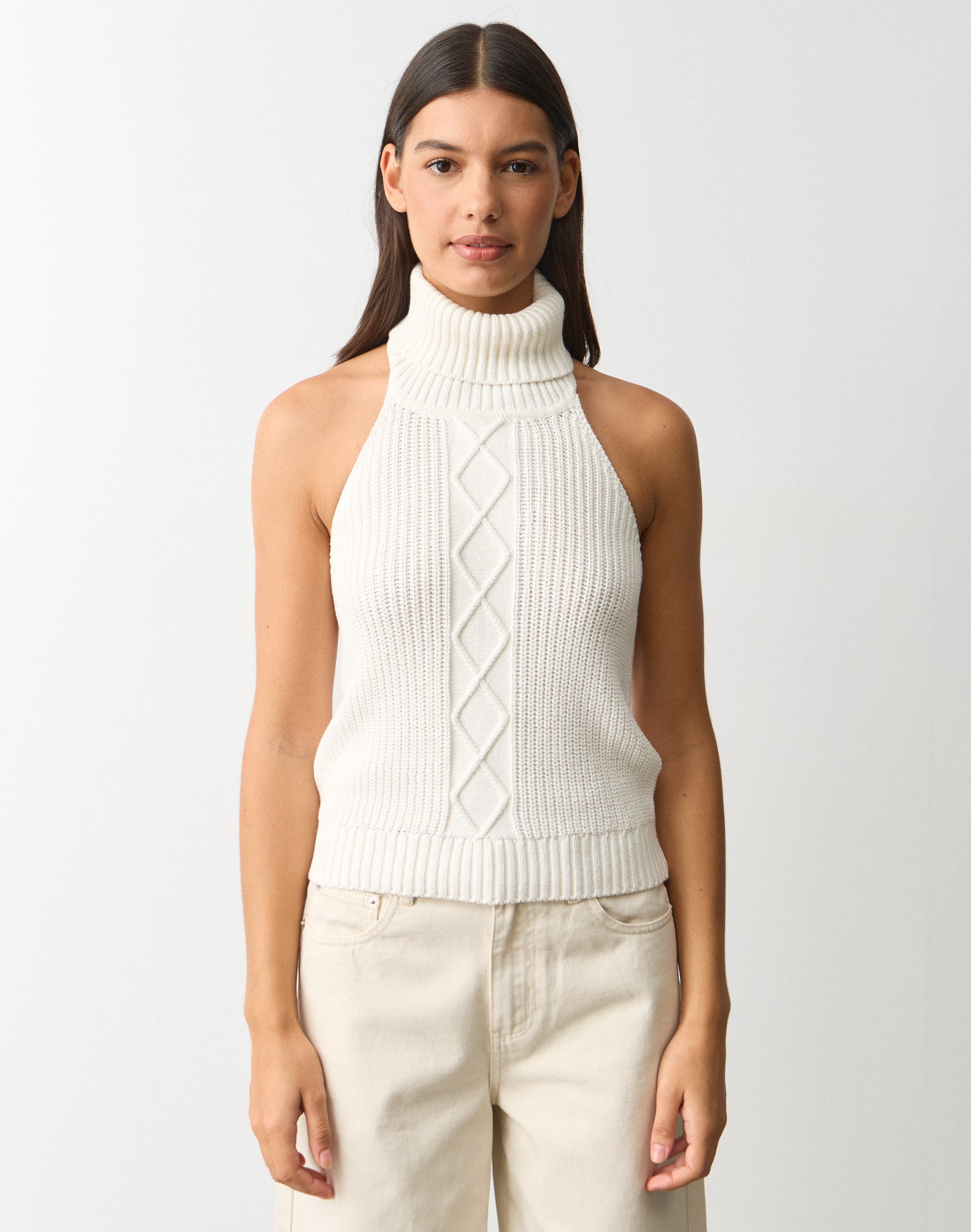 Roll Neck Knit Top in Milk | Glassons US