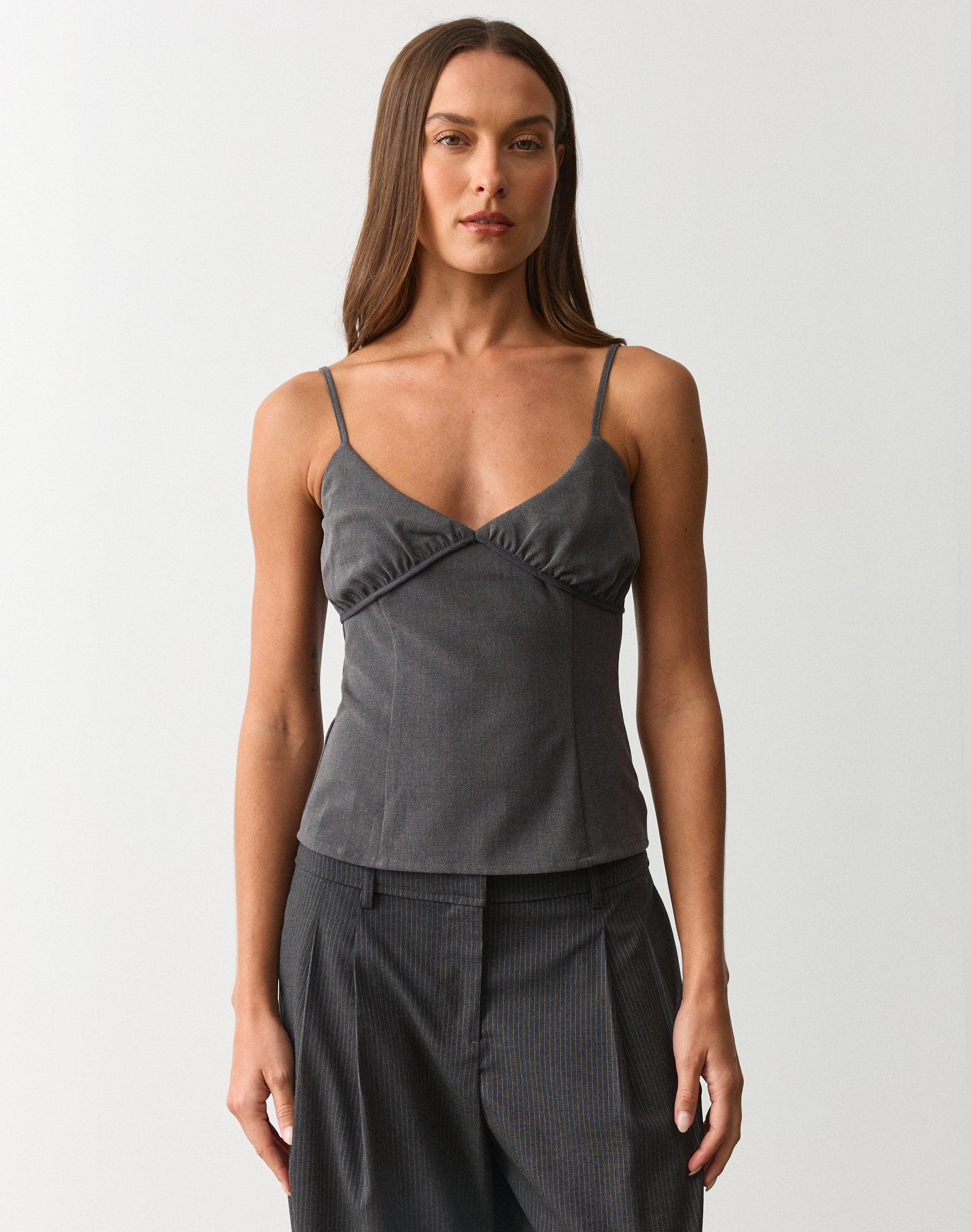 Tailored Cami Top in Charcoal Marle | Glassons AU