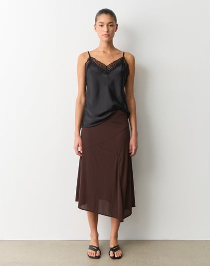 Low Rise Panelled Midi Skirt