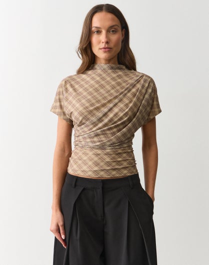 Mesh Funnel Neck Top