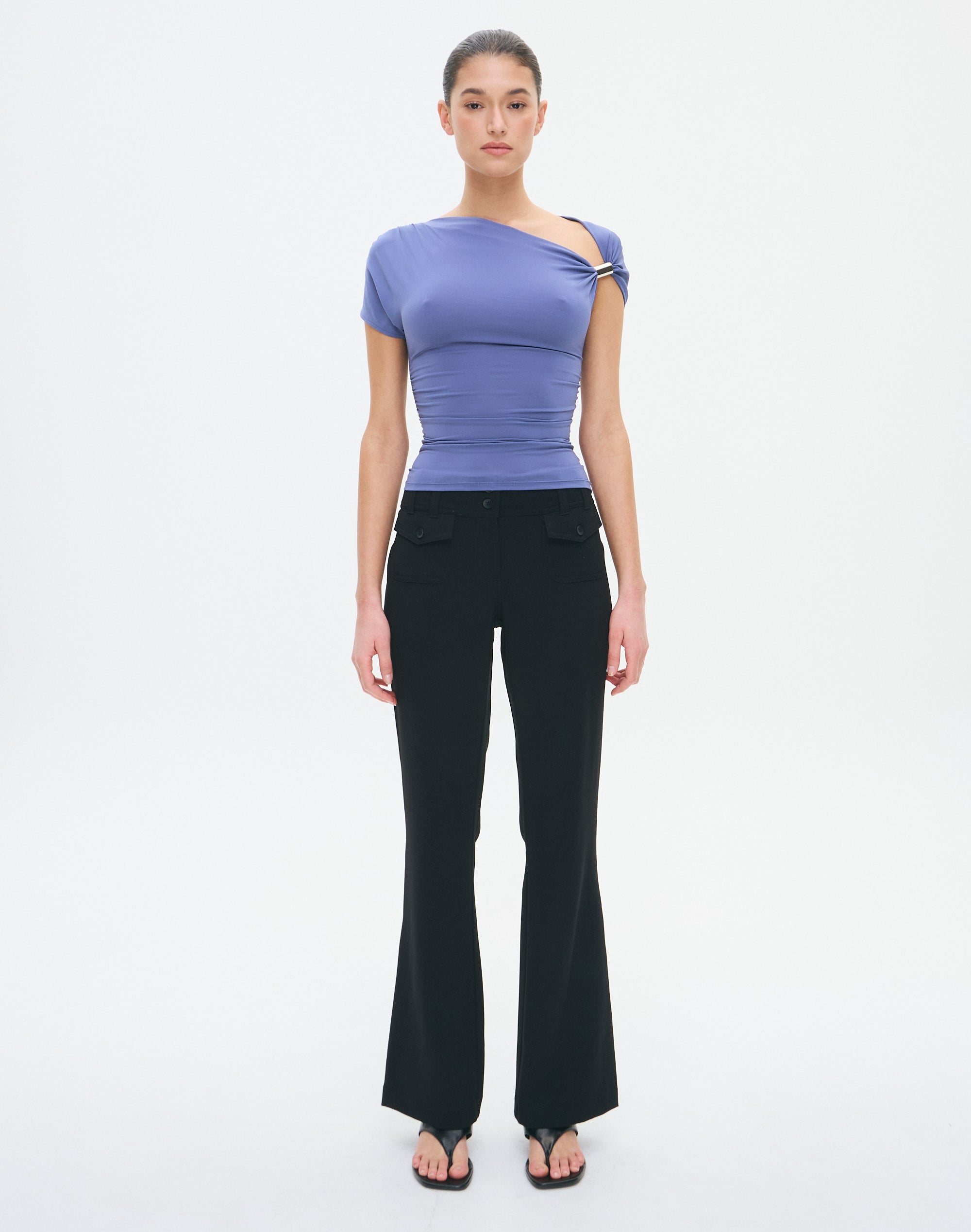 Hardware Detail Asymmetrical Top in Midnight Zone X Silver