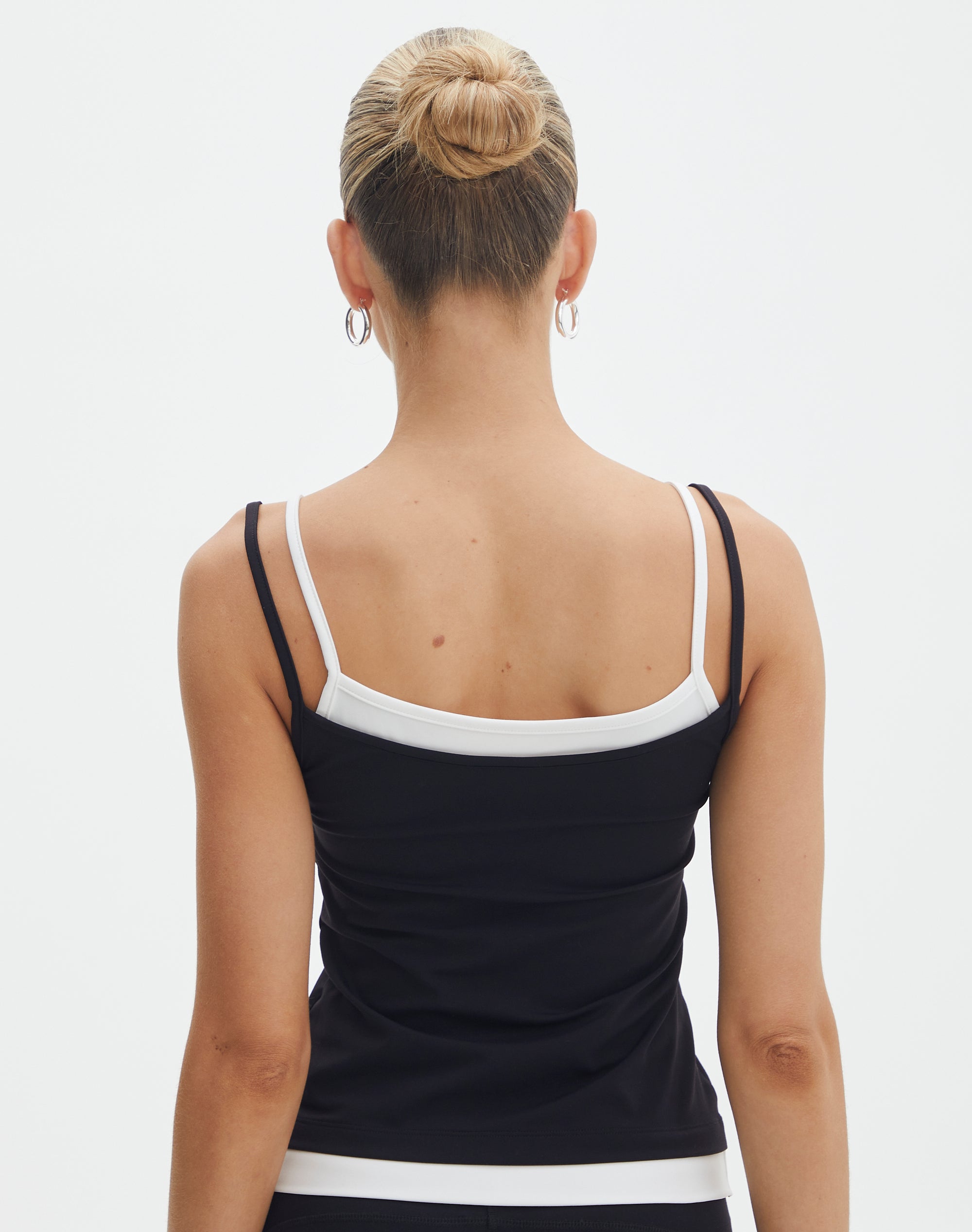 Form Fit Double Layer Tank Top in Black/ White