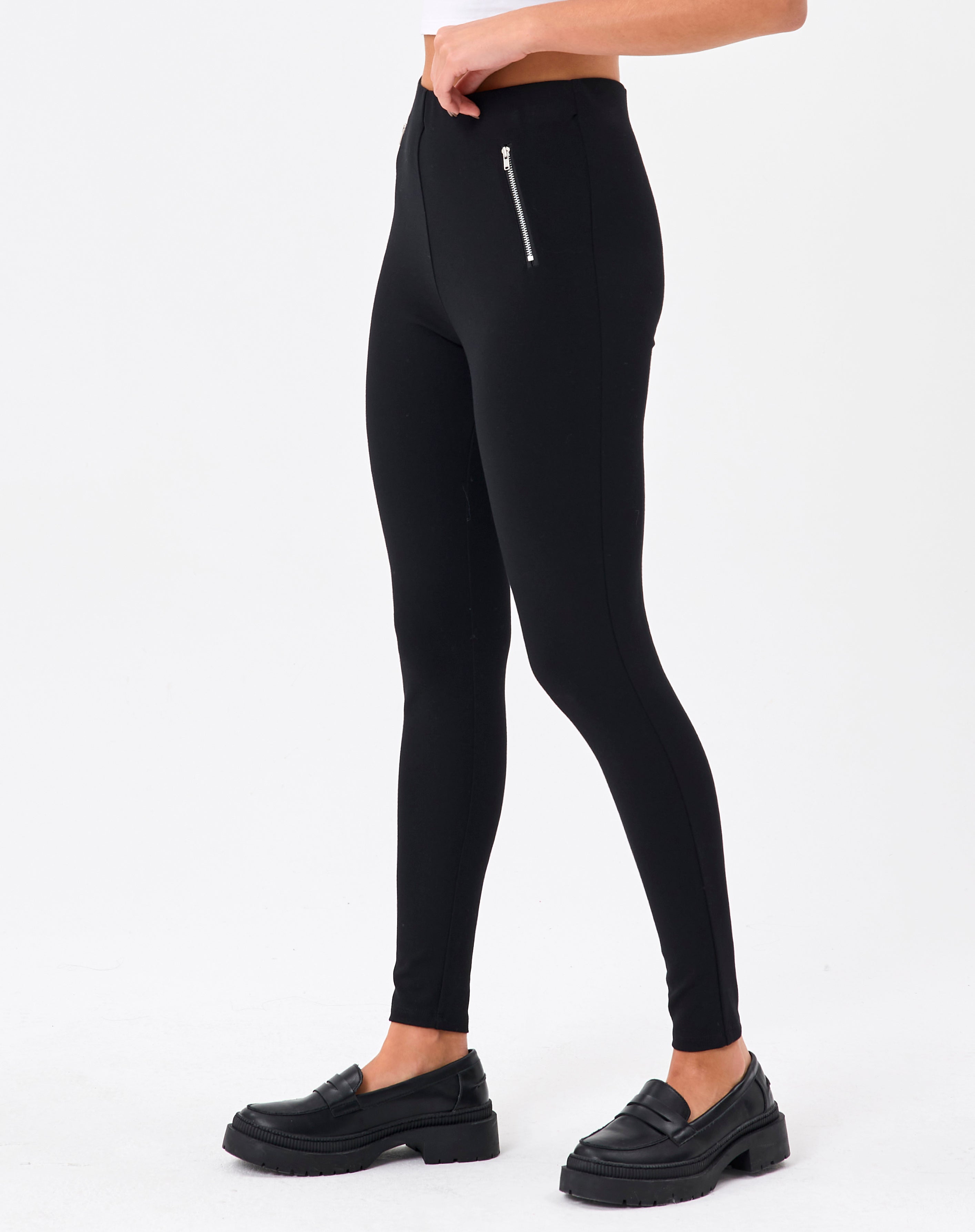 Zip Front Ponte Pant in Black | Glassons