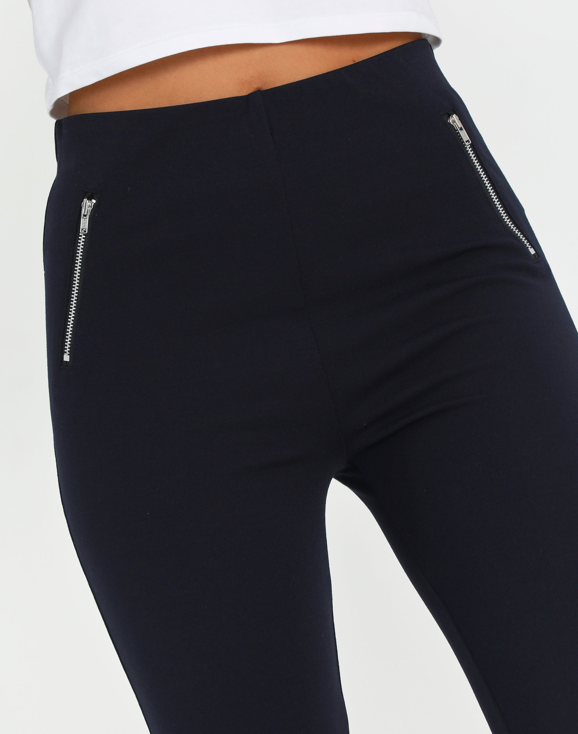 Zip Front Ponte Pant in Black | Glassons