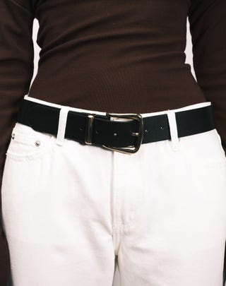 Classic Statement Belt in Black X Gold