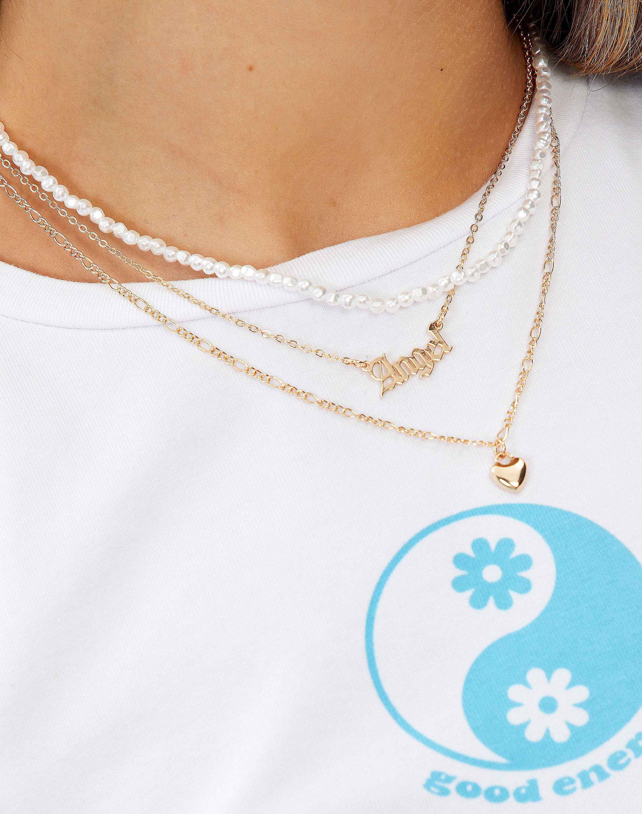 Layered Angel Pearl Necklace 3 Pack in 