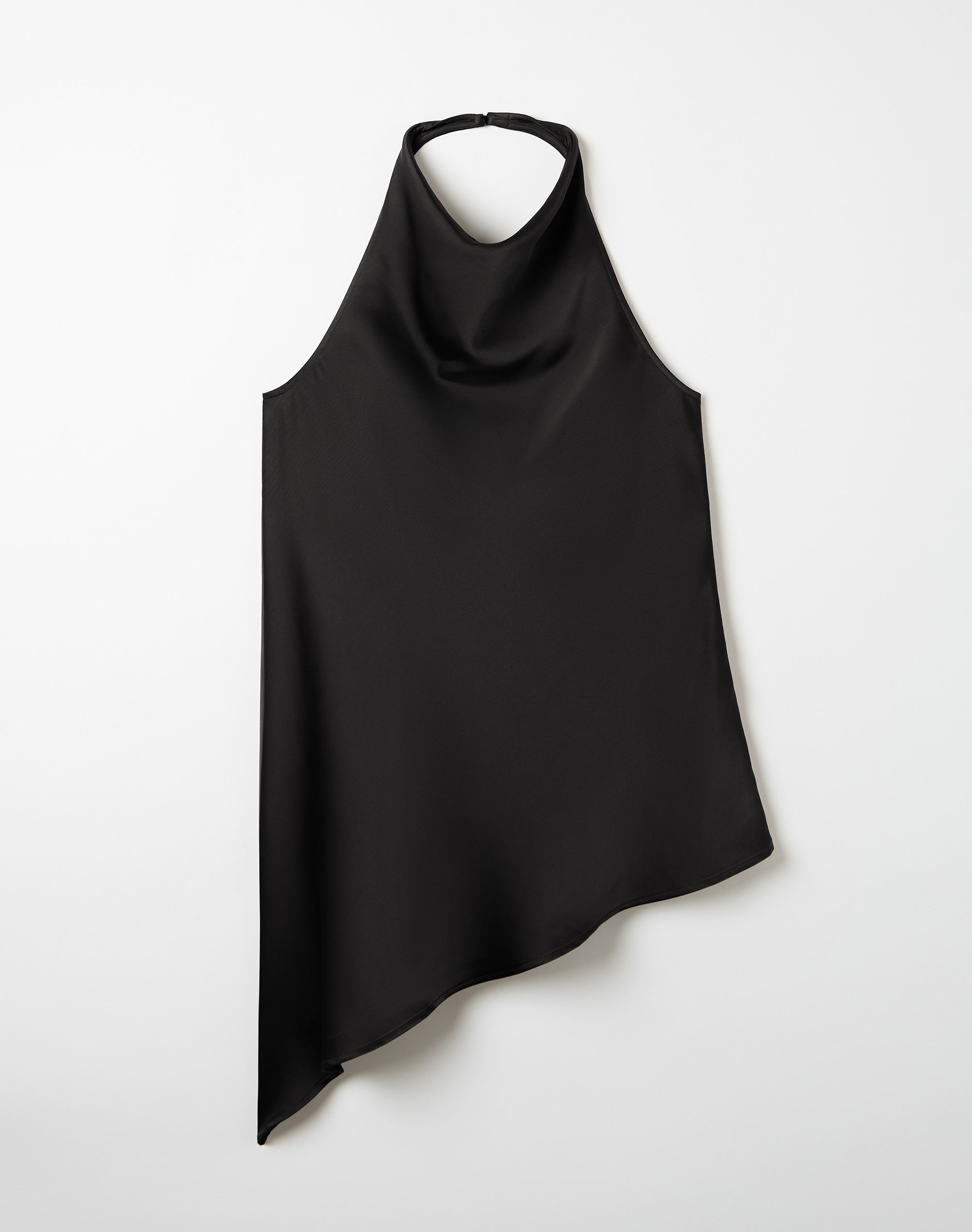Satin Asymmetrical Halter Top in Black | Glassons US