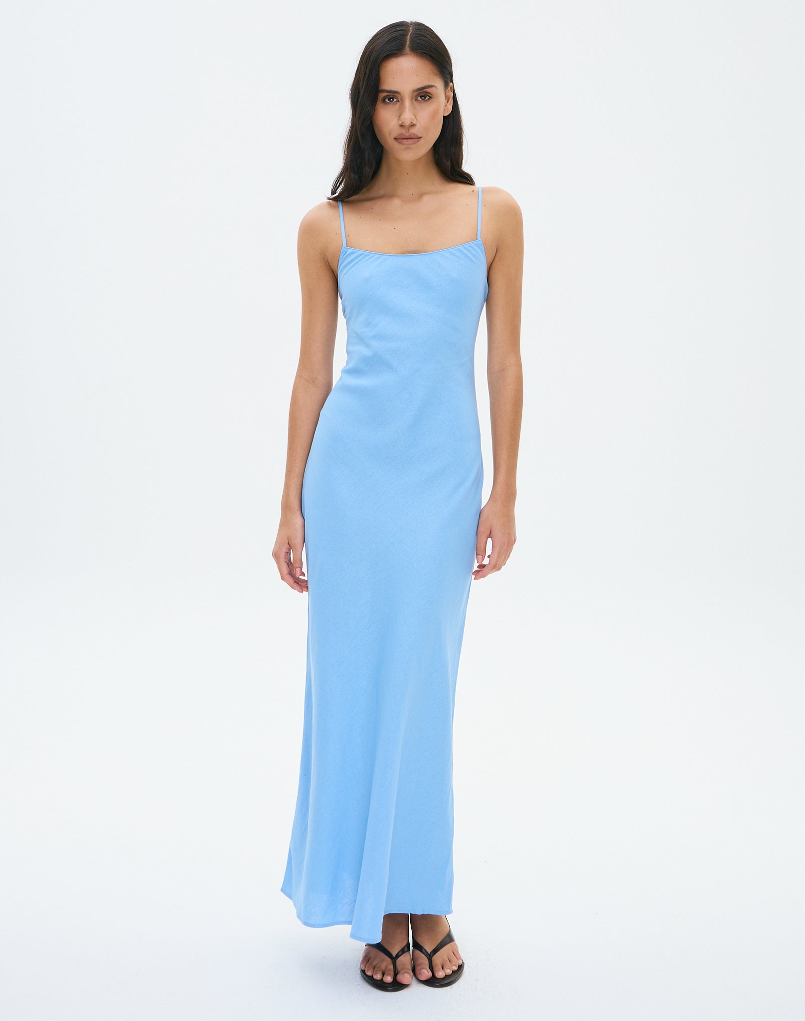 Linen Blend Slip Maxi Dress in Mystery Blue | Glassons