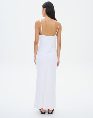 chinese dress ladies Verlaine White Linen Blend Maxi Dress - US 14 main image 0