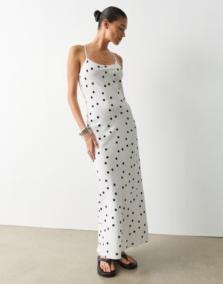 knee length dresses for ladies Women's White Linen Vacation Dress main image 1