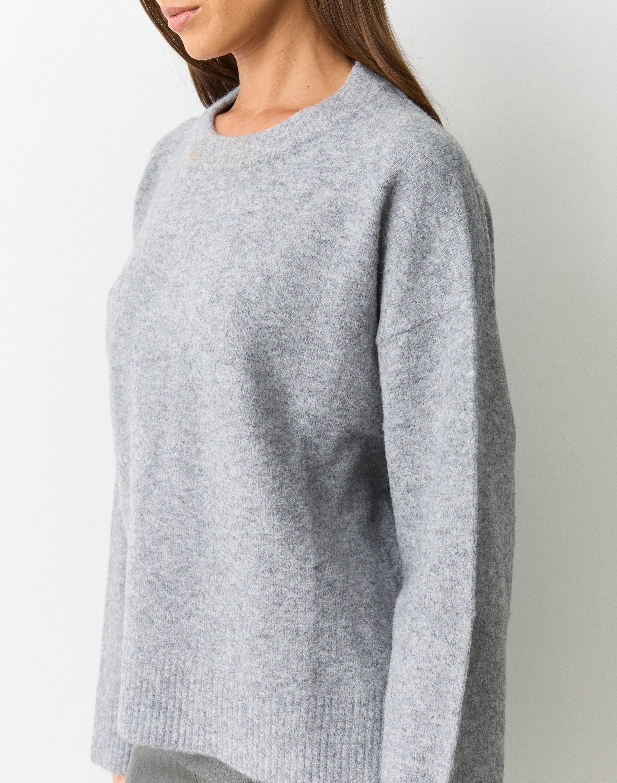 Crew Neck Knit Jumper in Grey Marle | Glassons US