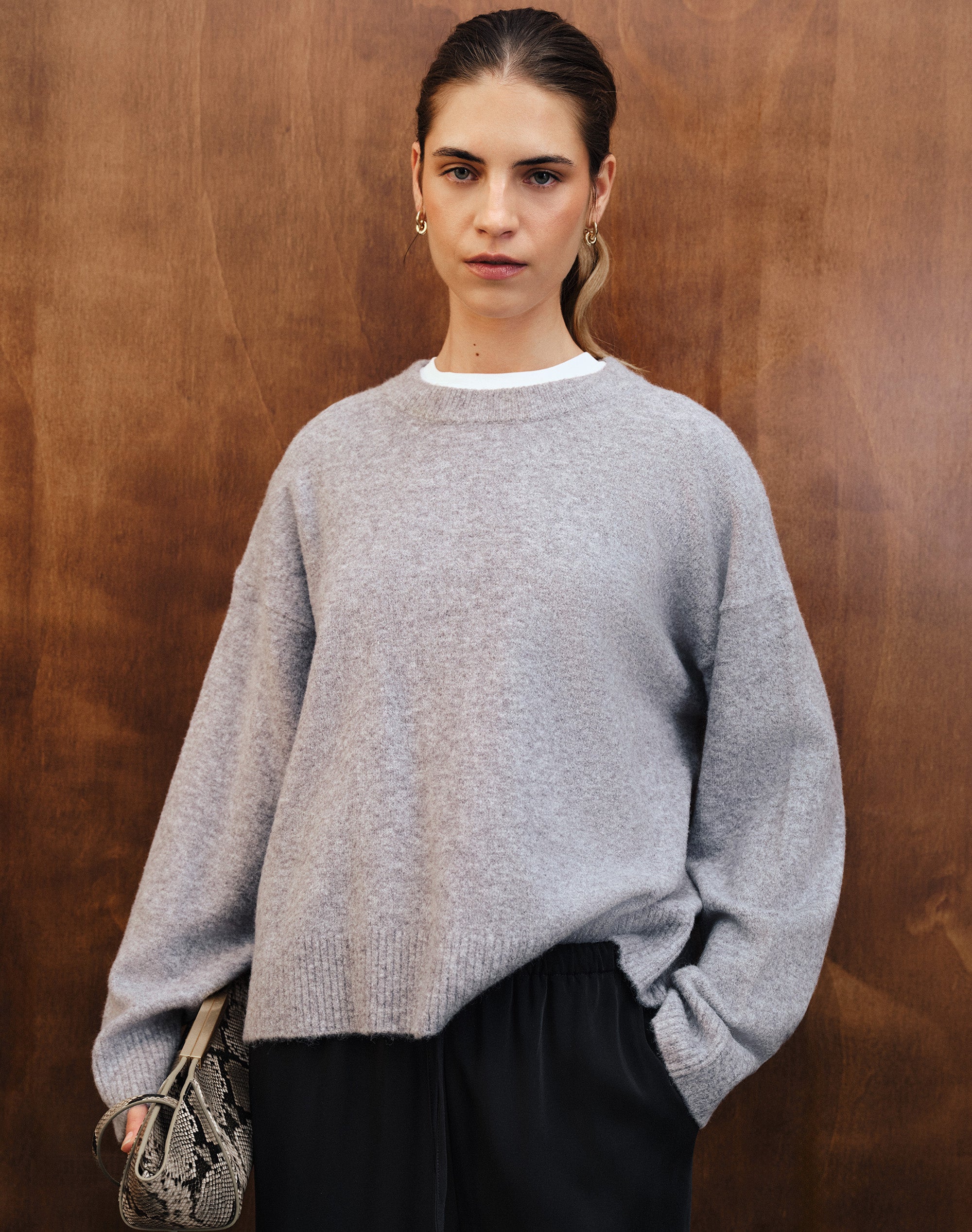 maisondedolce.glow knit アメリカンスリーブ シルバー ヘザー トラベルショール コージーシック(9910100074) | | ベアフット