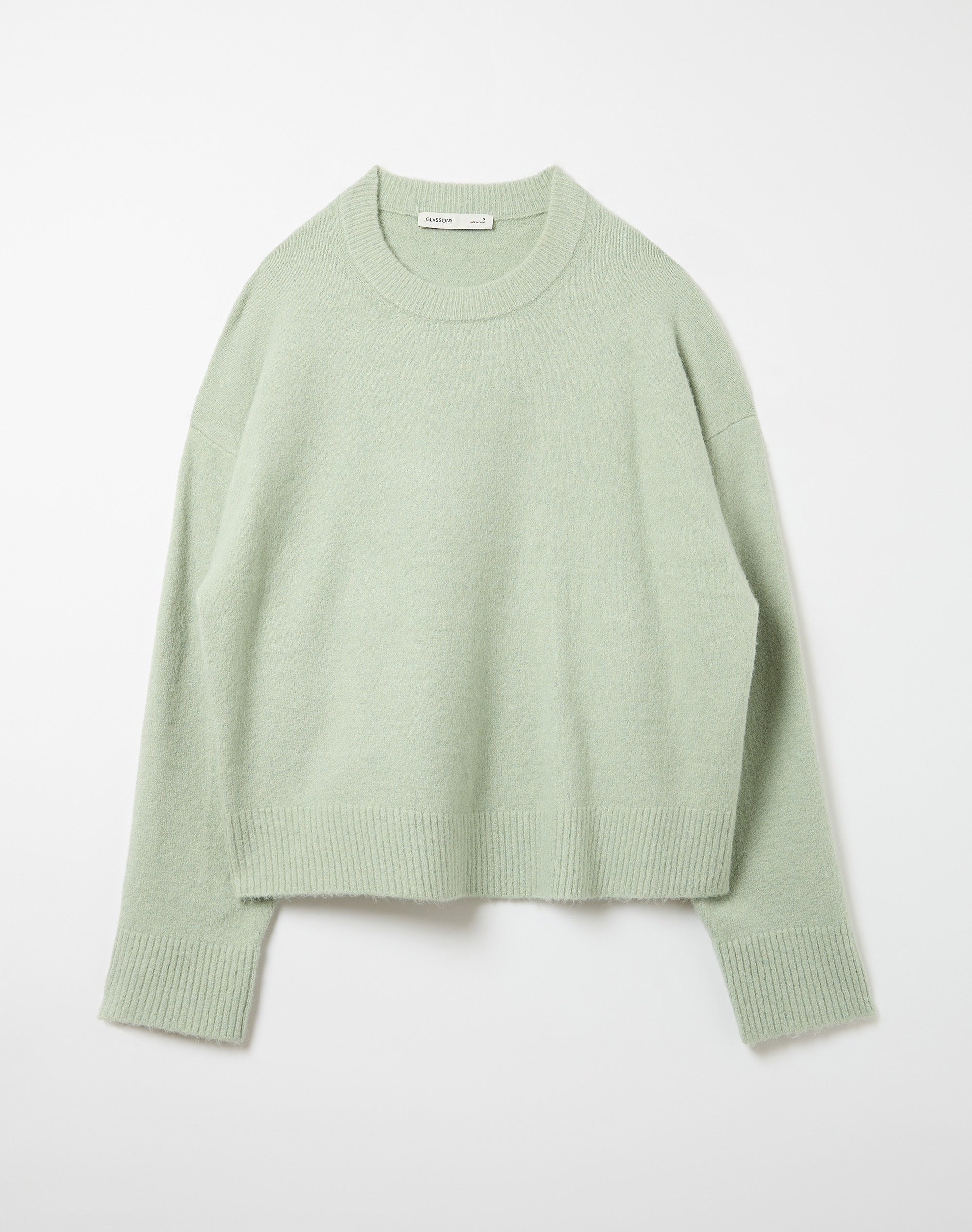 Crew Neck Knit Jumper in Washed Matcha | Glassons US