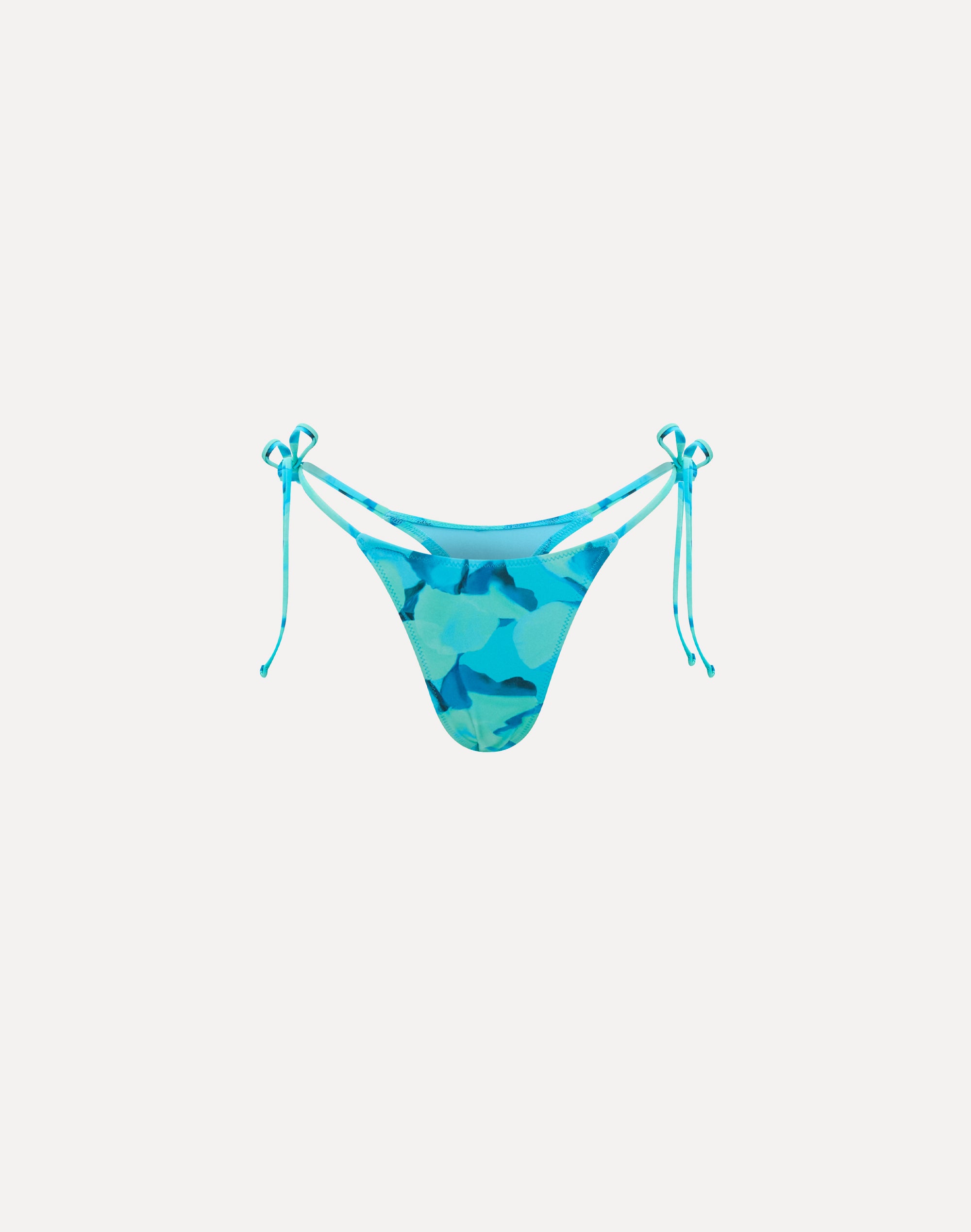 Aqua Blue Satin Thong String Bikini Panties Classic 1990s USA Made