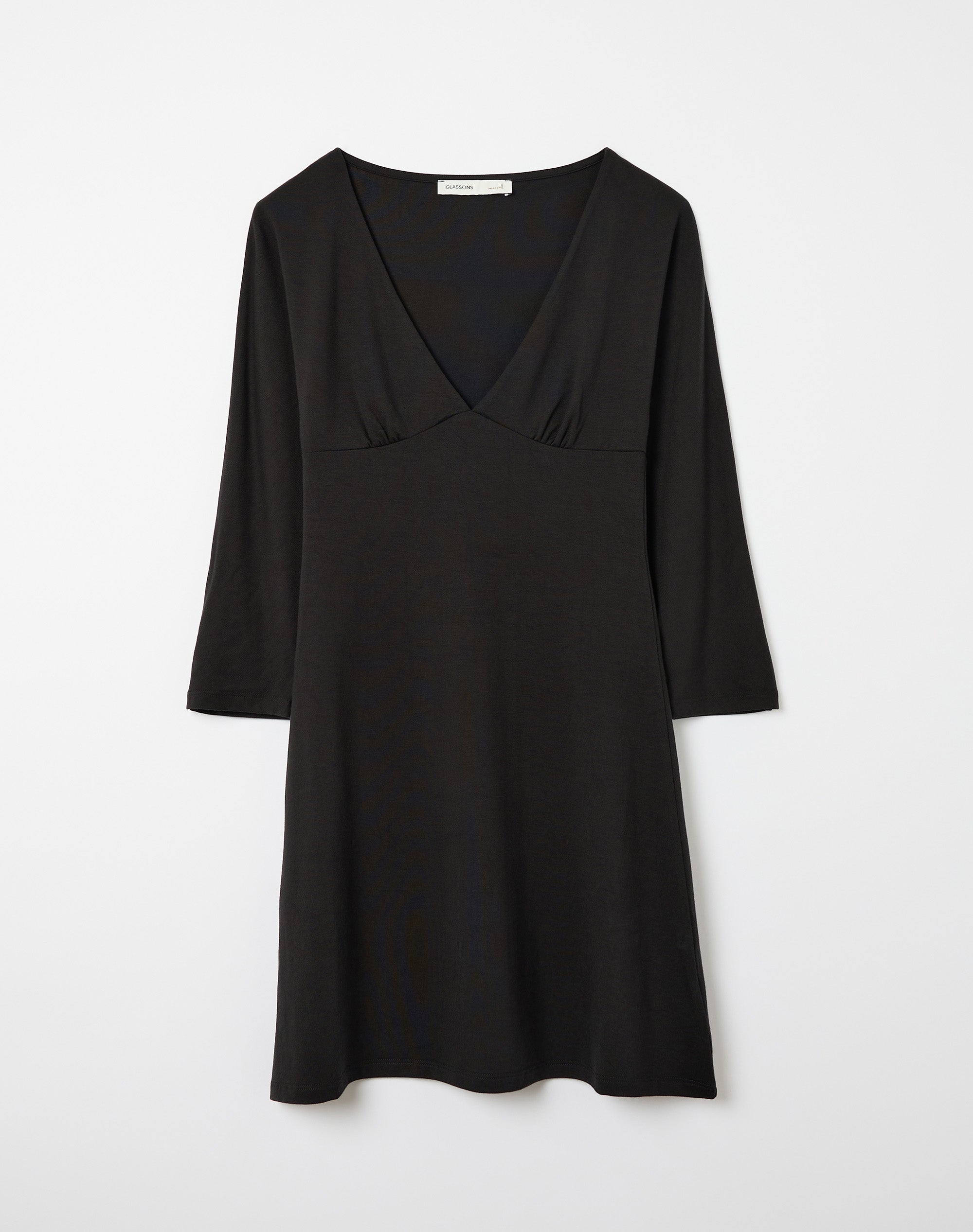 black 3 4 sleeve mini dress V Neck Three Quarter Ebay