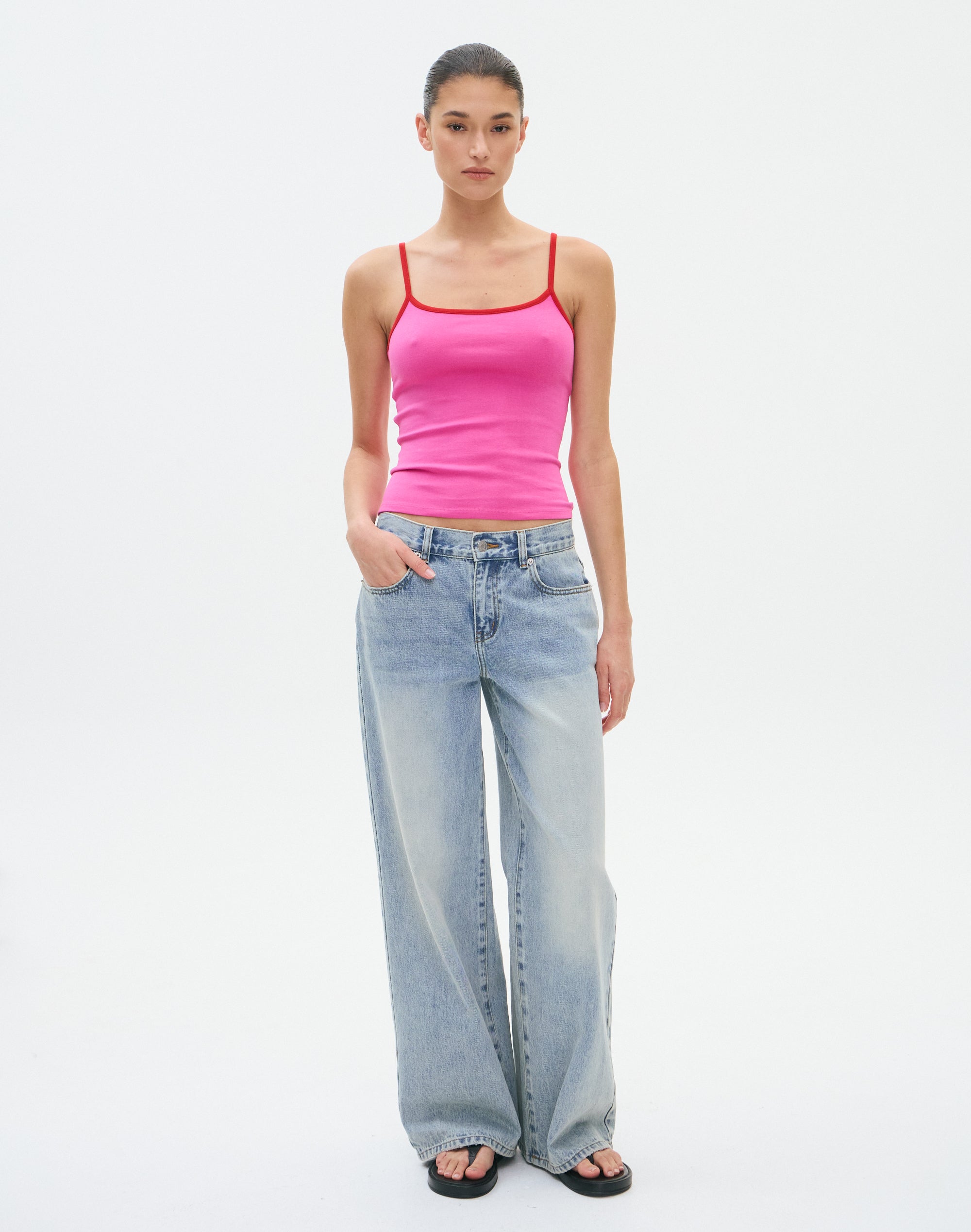 Thin Strap Cotton Tank in Rosey Lilac X Cherry Girl | Glassons US
