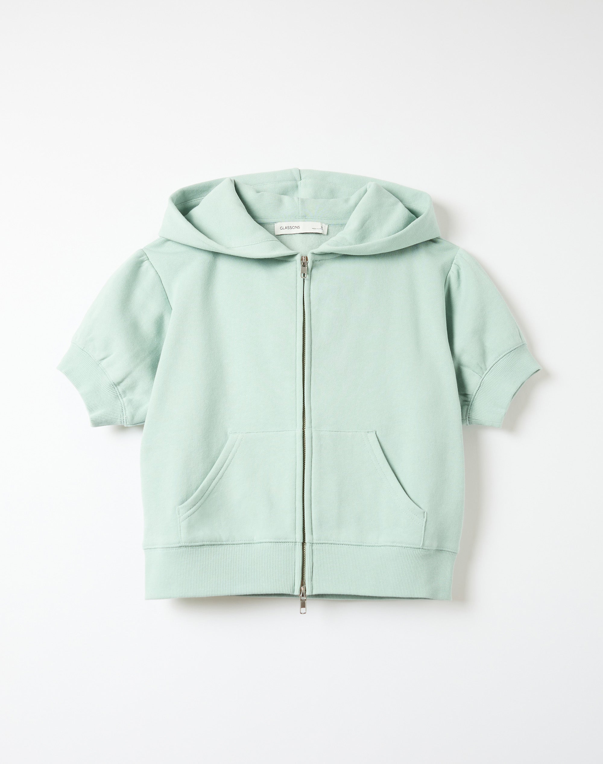 Short Sleeve Zip Up Hoodie in Mint Mirage | Glassons US