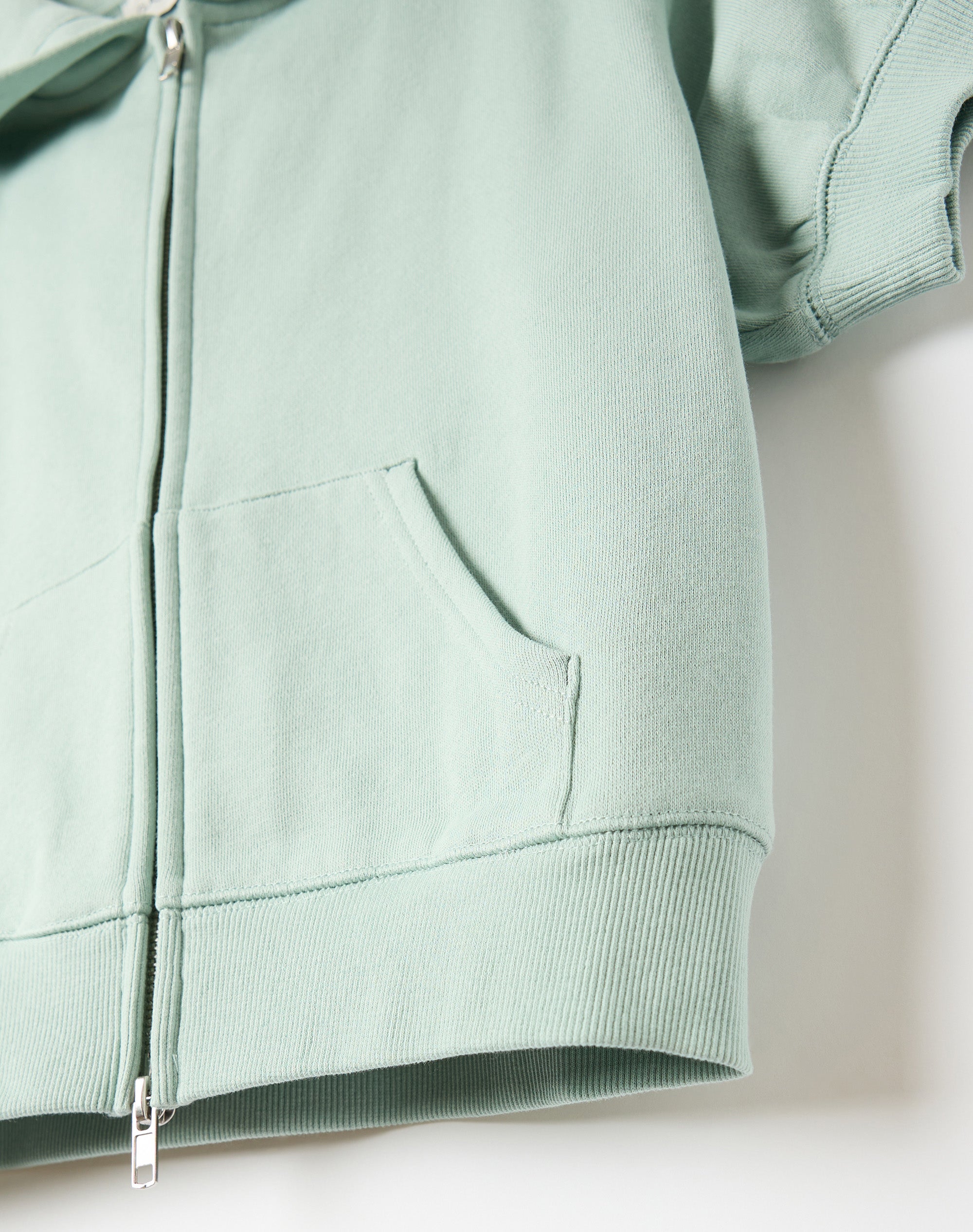 Short Sleeve Zip Up Hoodie in Mint Mirage | Glassons US
