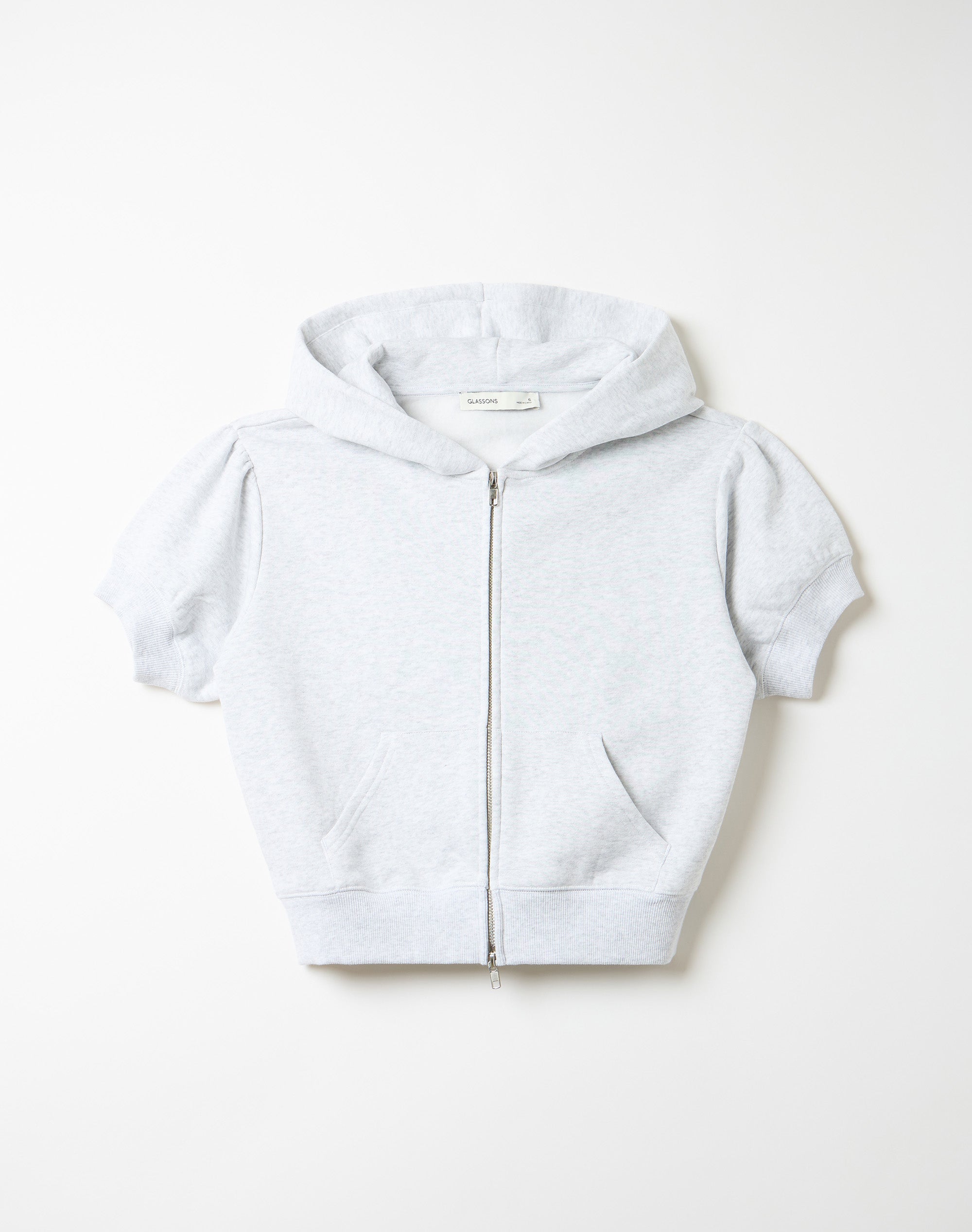 Short Sleeve Zip Up Hoodie in Snow Marle | Glassons US