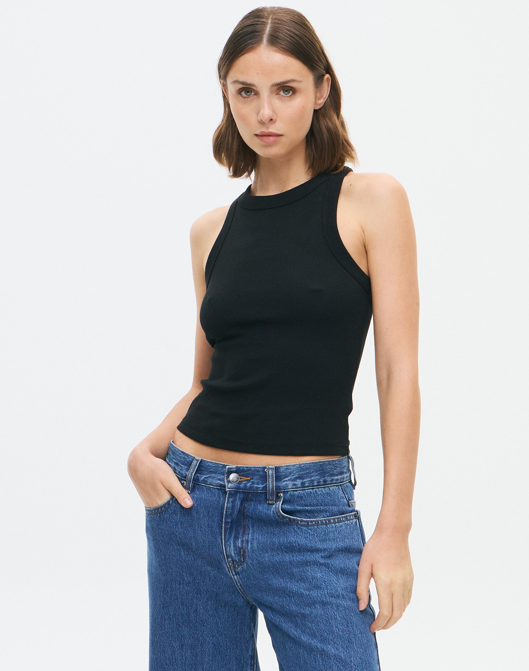 Organic Cotton Racer Tank in Black | Glassons