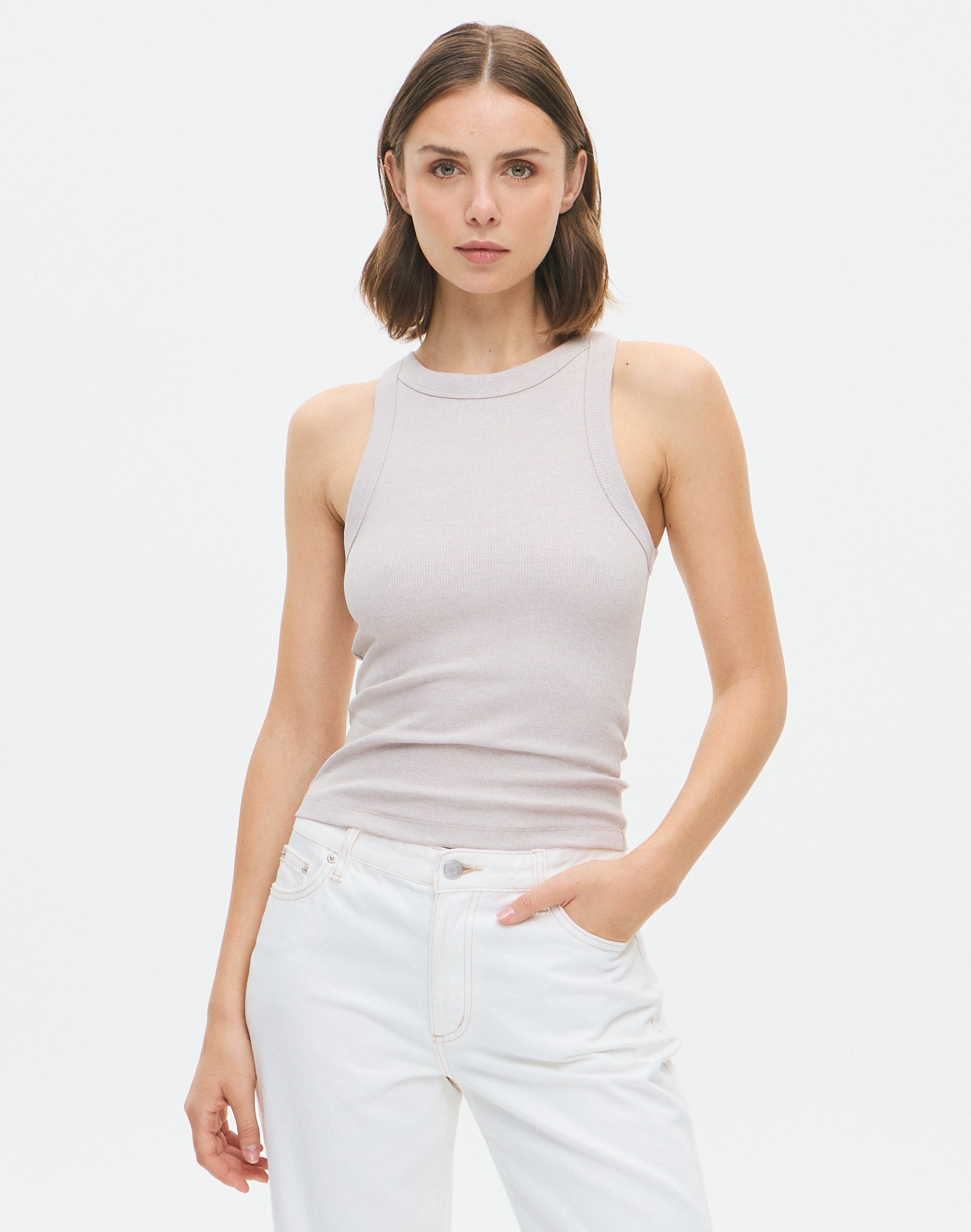 Rib Tank Top in White | Glassons US