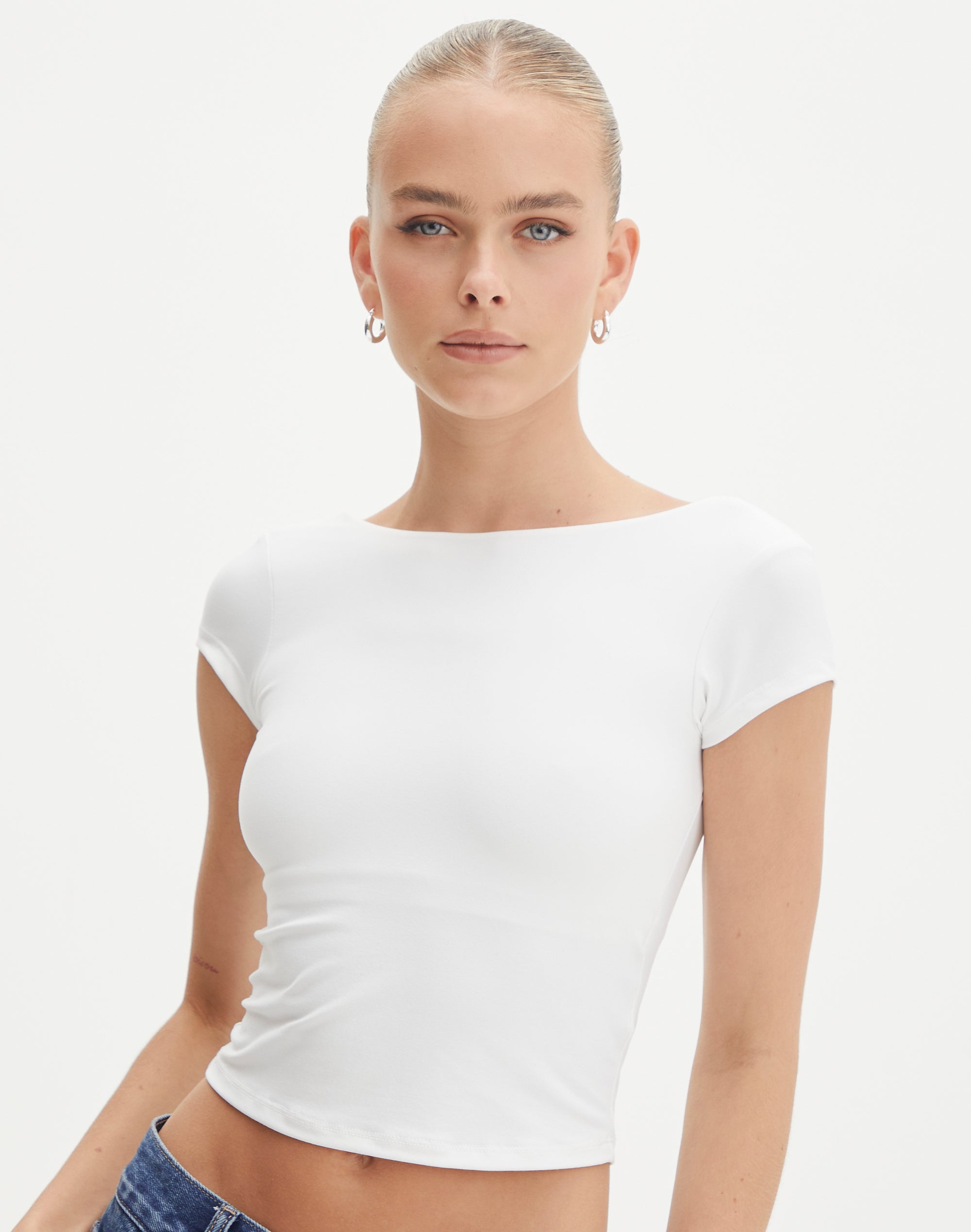 Supersoft Backless Short Sleeve Top in Glassons
