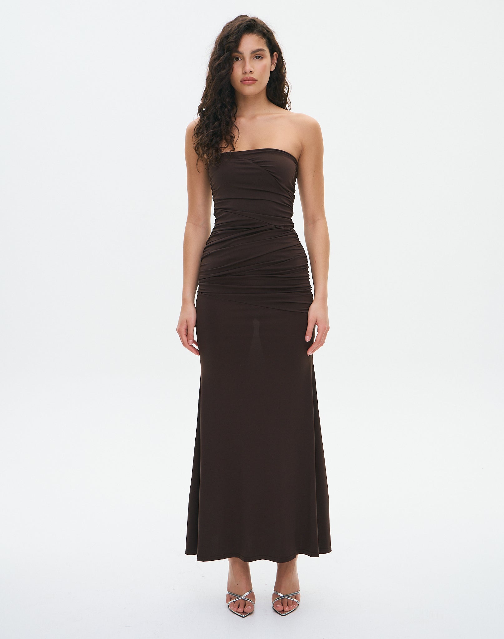 Ruched Strapless Maxi Dress