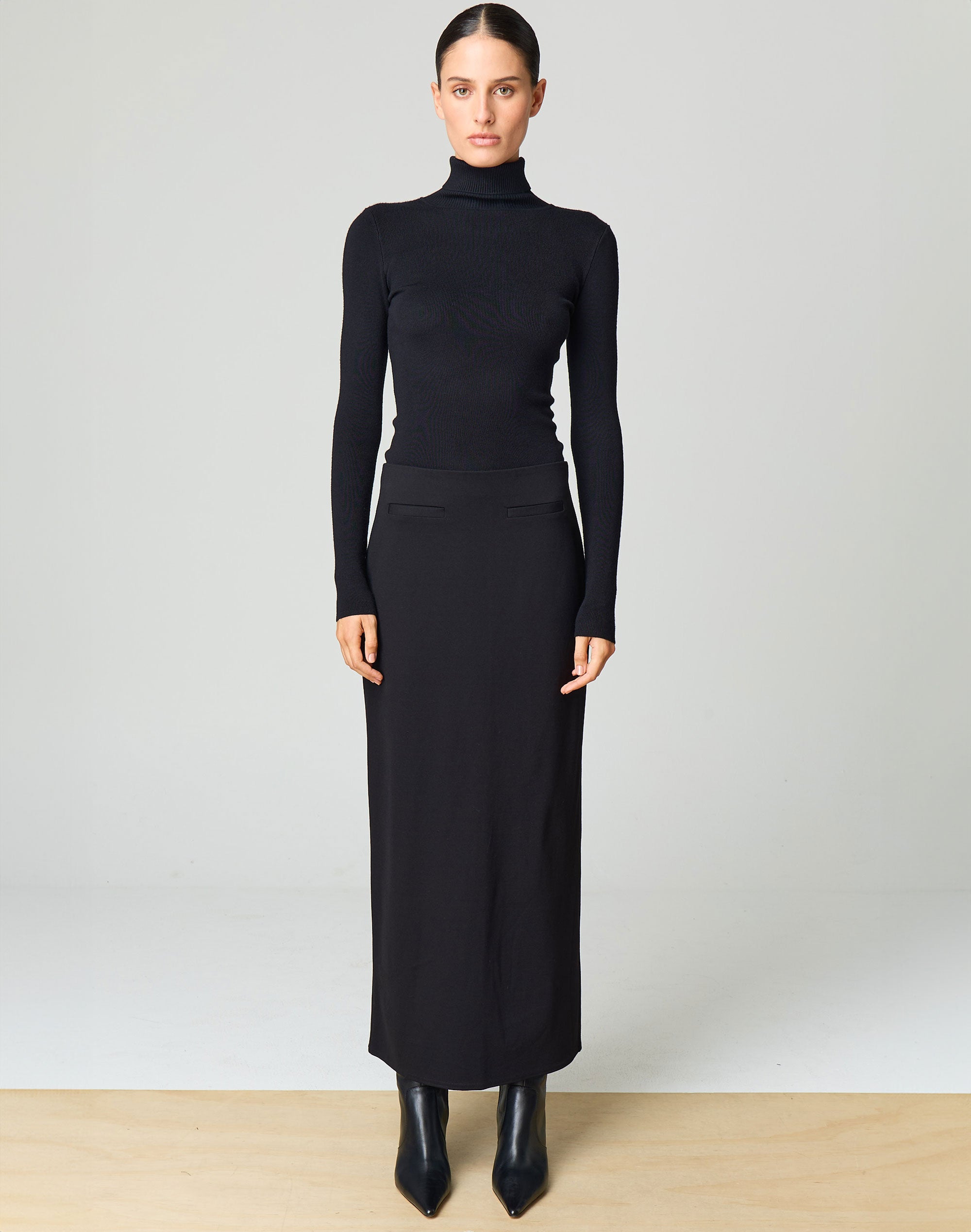 Maxi Skirt Long Black Cotton Pencil Skirt Alexander Wang Logo