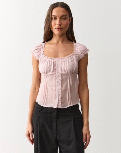 Chiffon Cap Sleeve Blouse