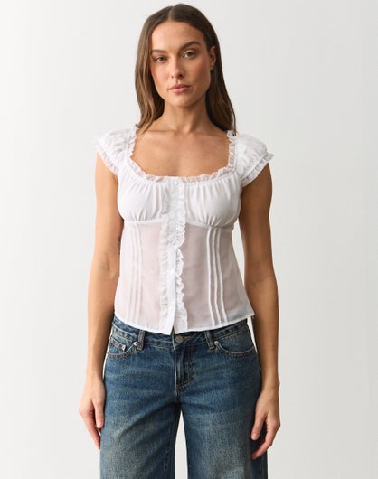 Chiffon Cap Sleeve Blouse