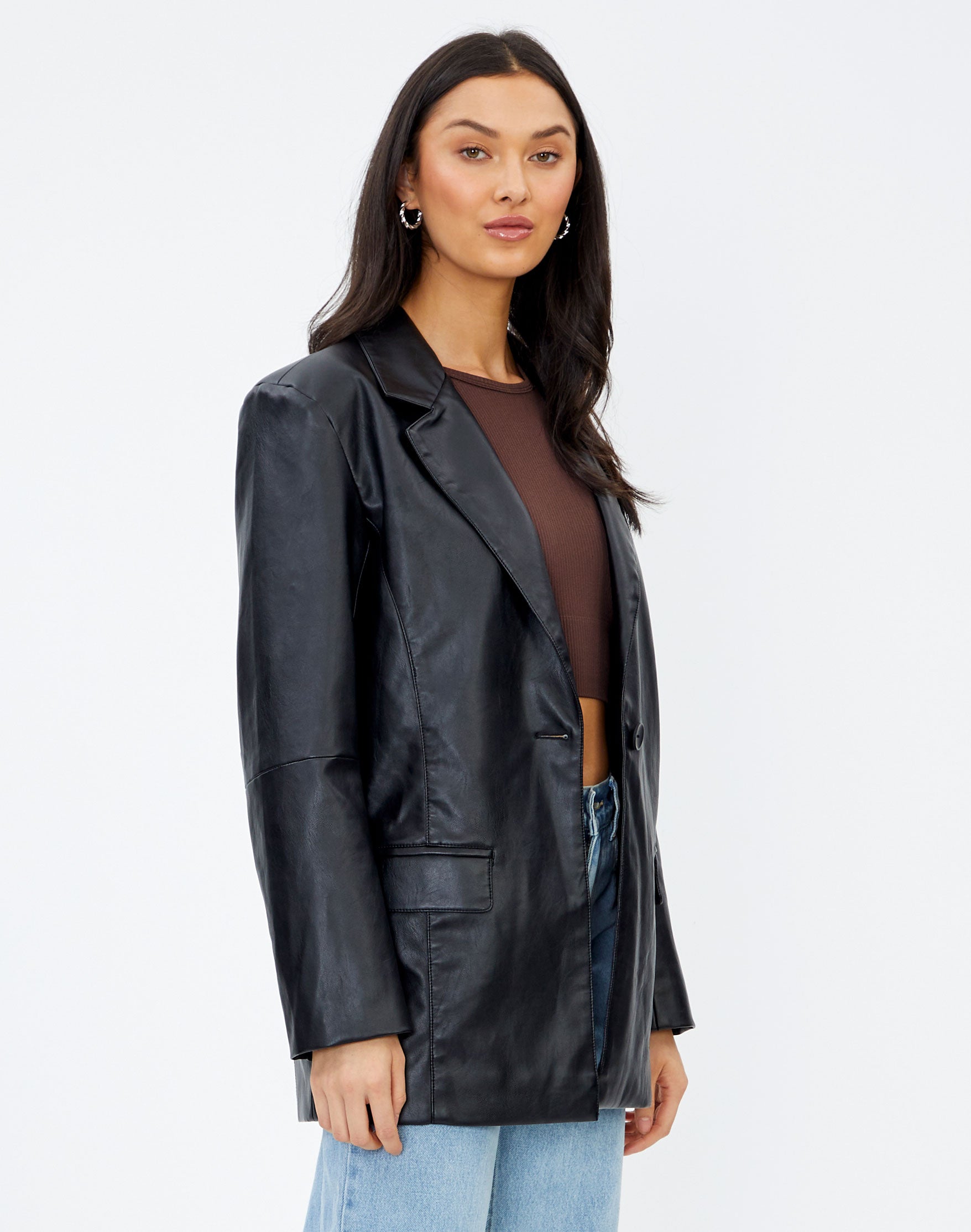 Glassons oversized faux leather blazer Clearance
