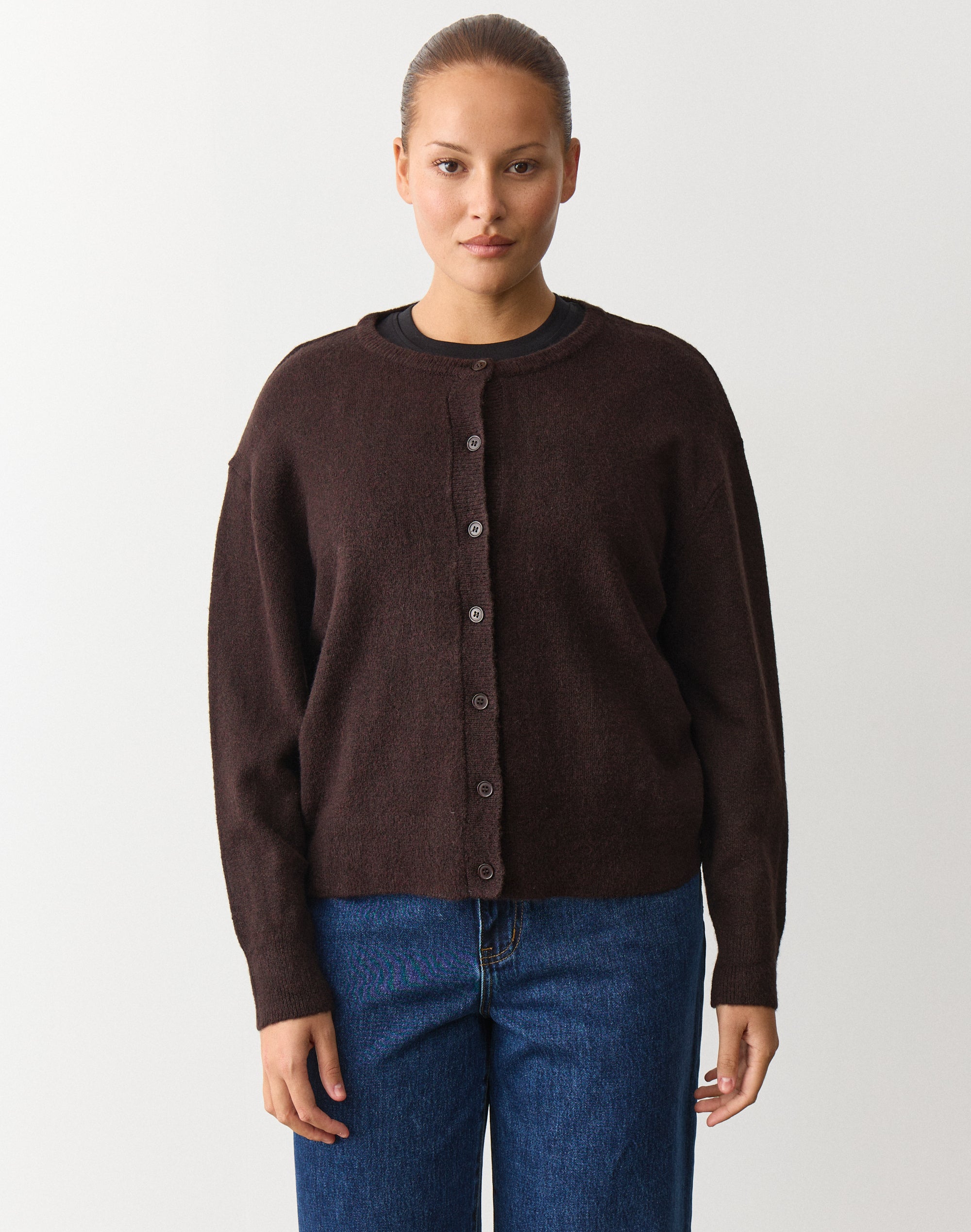 Oversized Button Up Knit Cardigan in Choc It Up | Glassons US