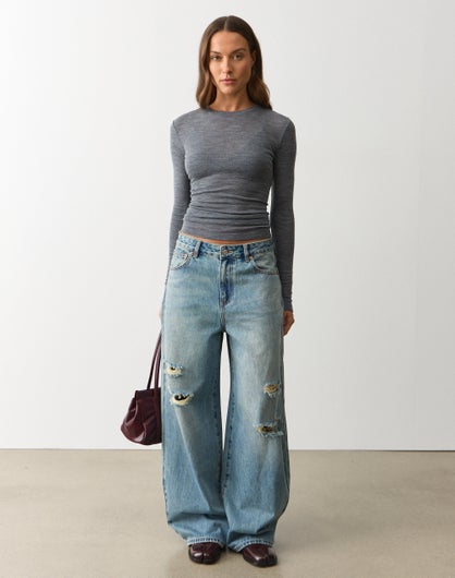Low Rise Super Baggy Ripped Jean