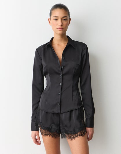 Satin Button Up Blouse
