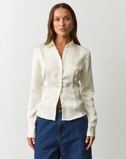 Satin Button Up Blouse