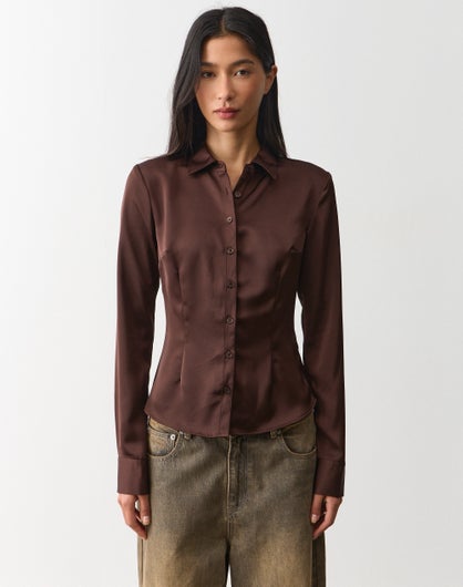 Satin Button Up Blouse