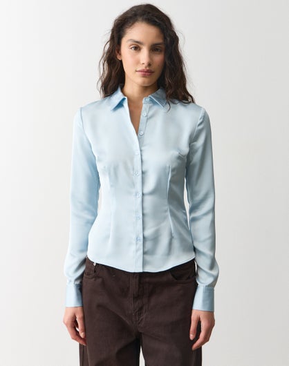 Satin Button Up Blouse