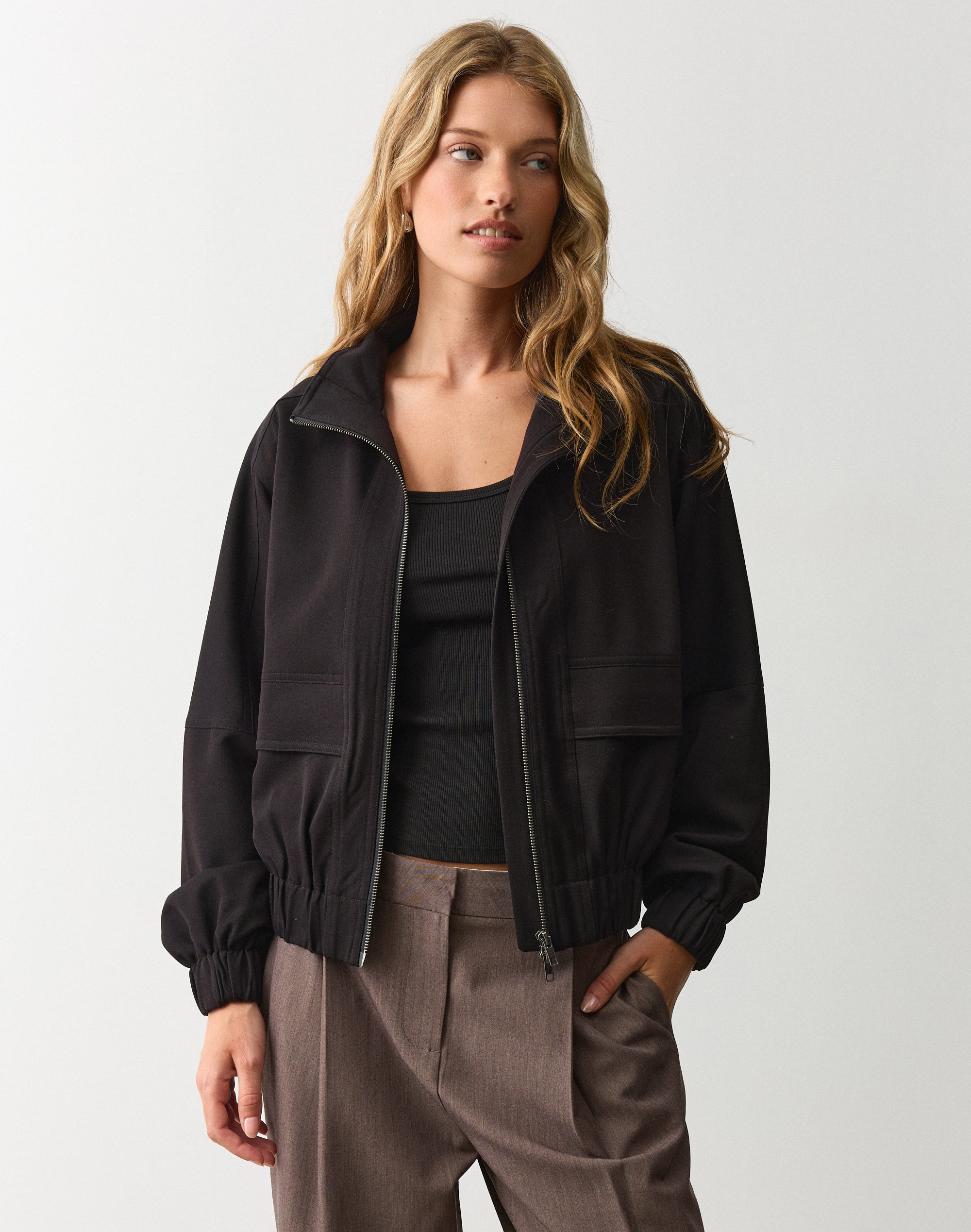 Collared Bomber Jacket in Black | Glassons AU