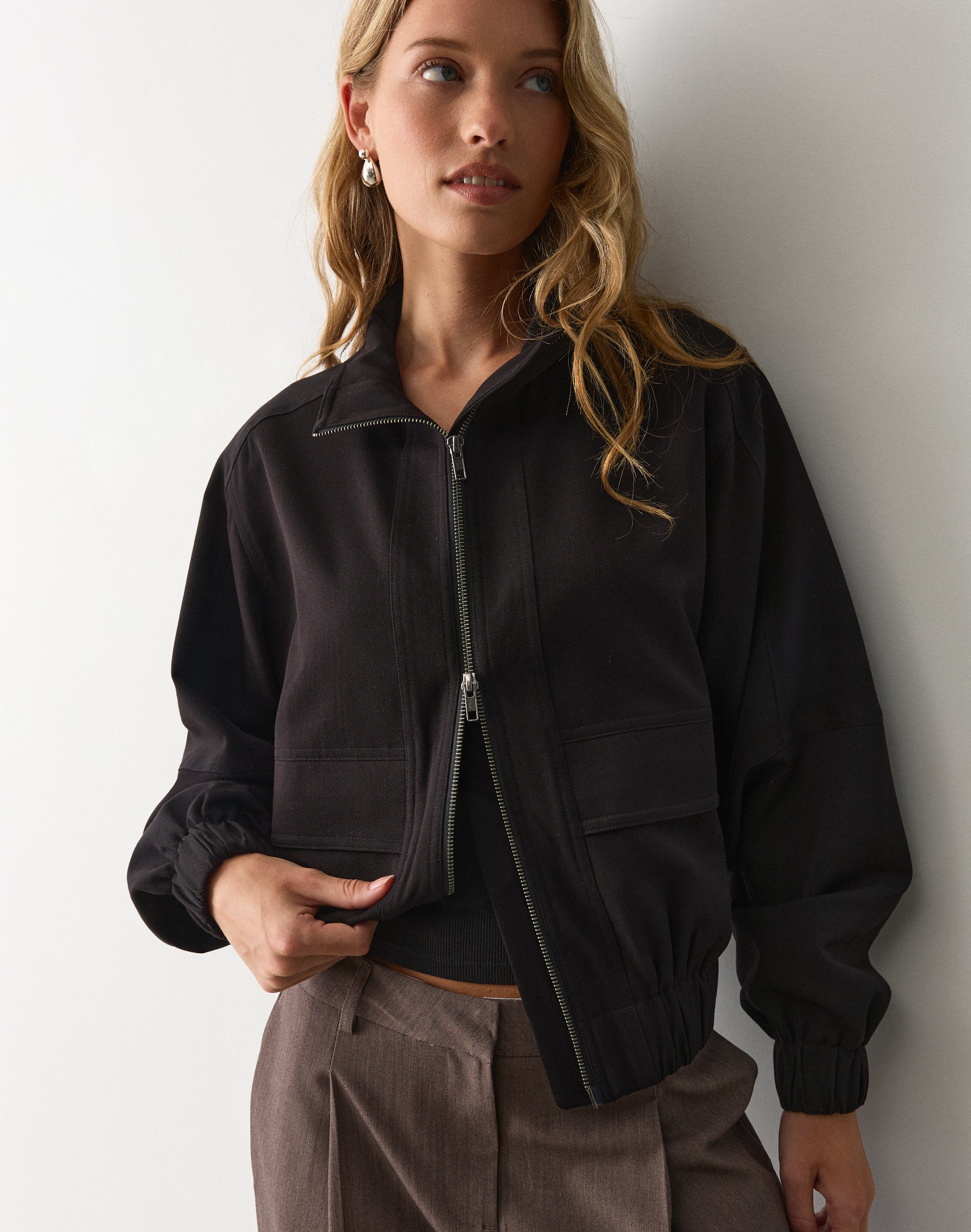 Collared Bomber Jacket in Black | Glassons US Collared Bomber Jacket in Black | Glassons US