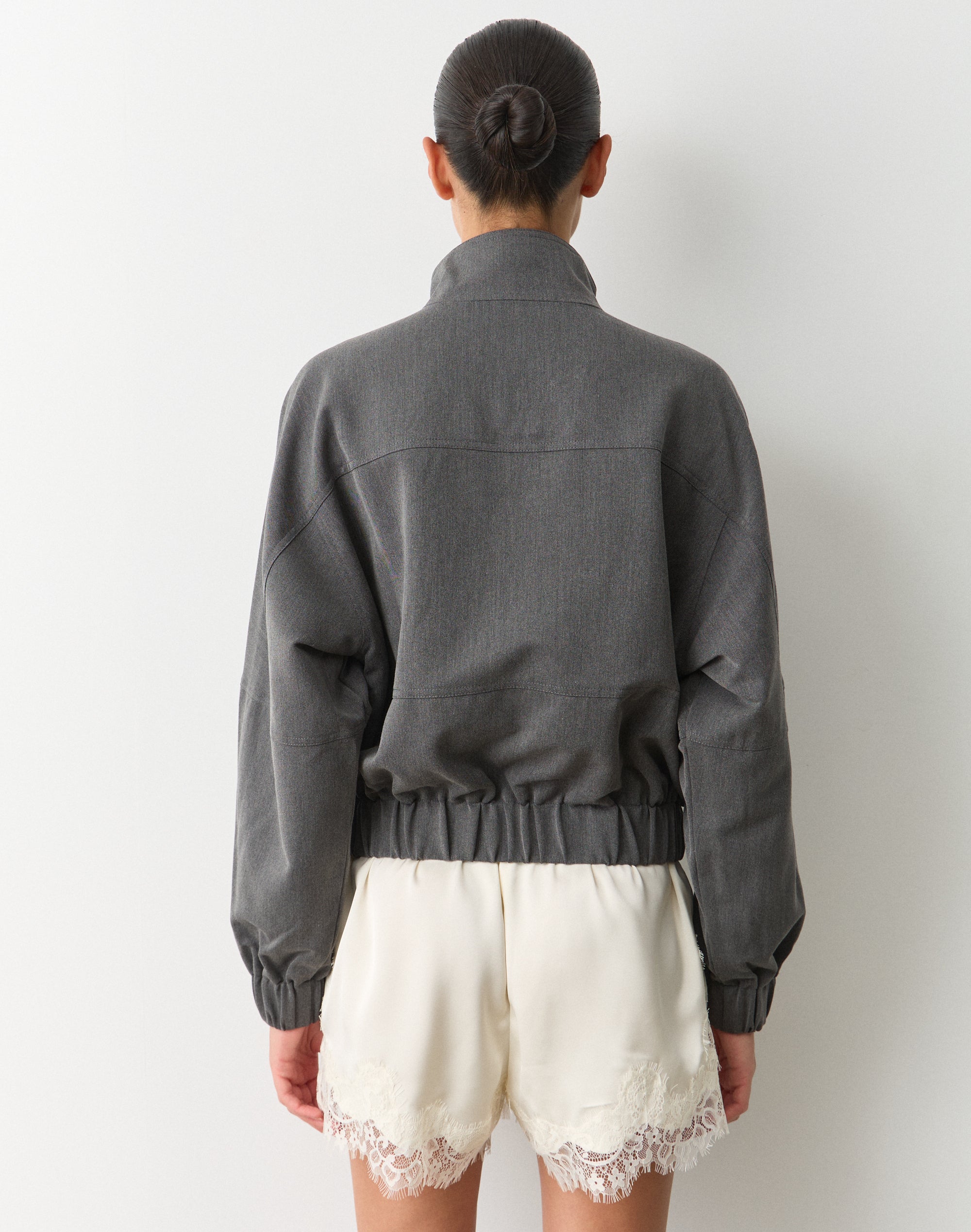 Collared Bomber Jacket in Charcoal Marle | Glassons US
