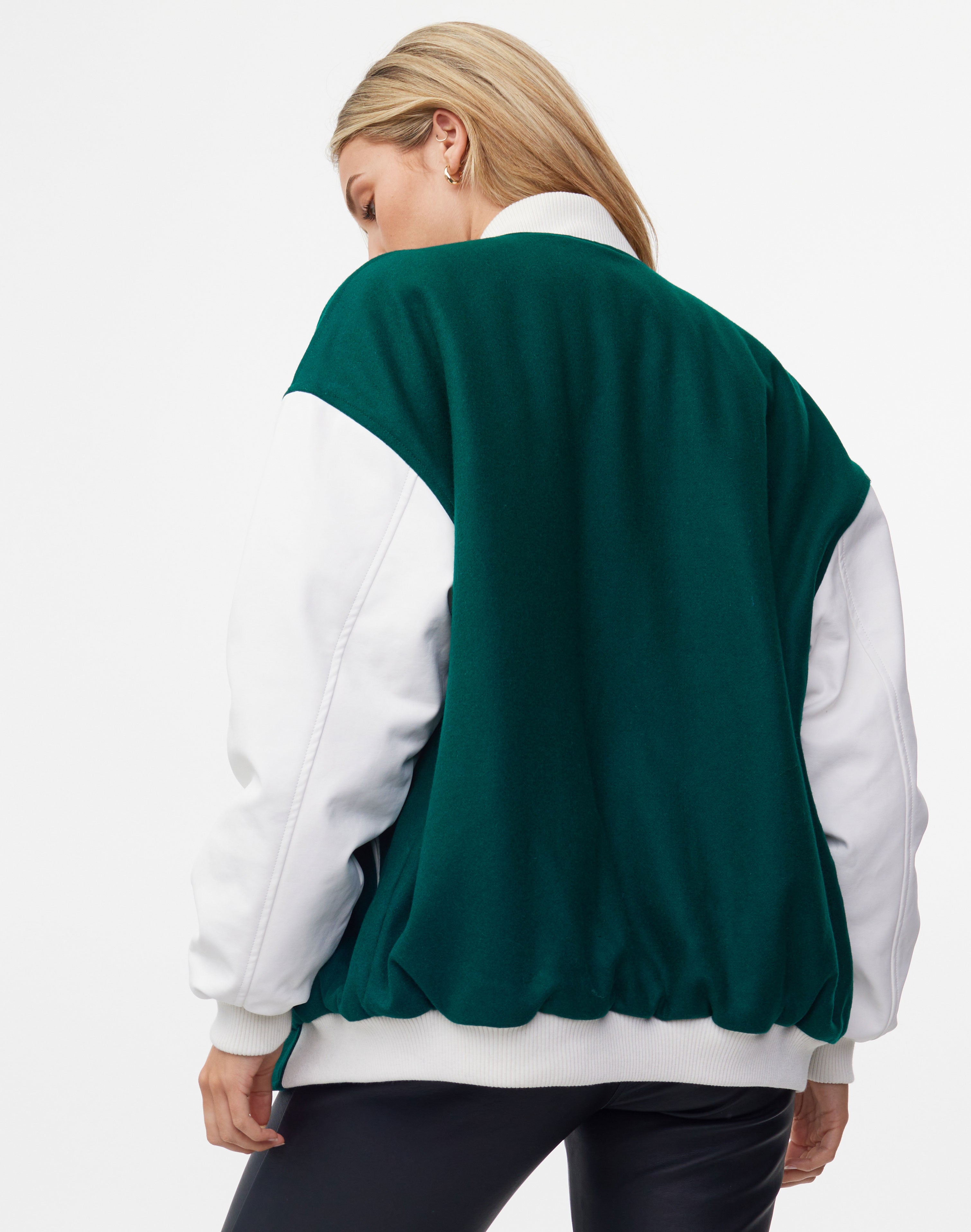 Oversized Two Tone Varsity Jacket in 