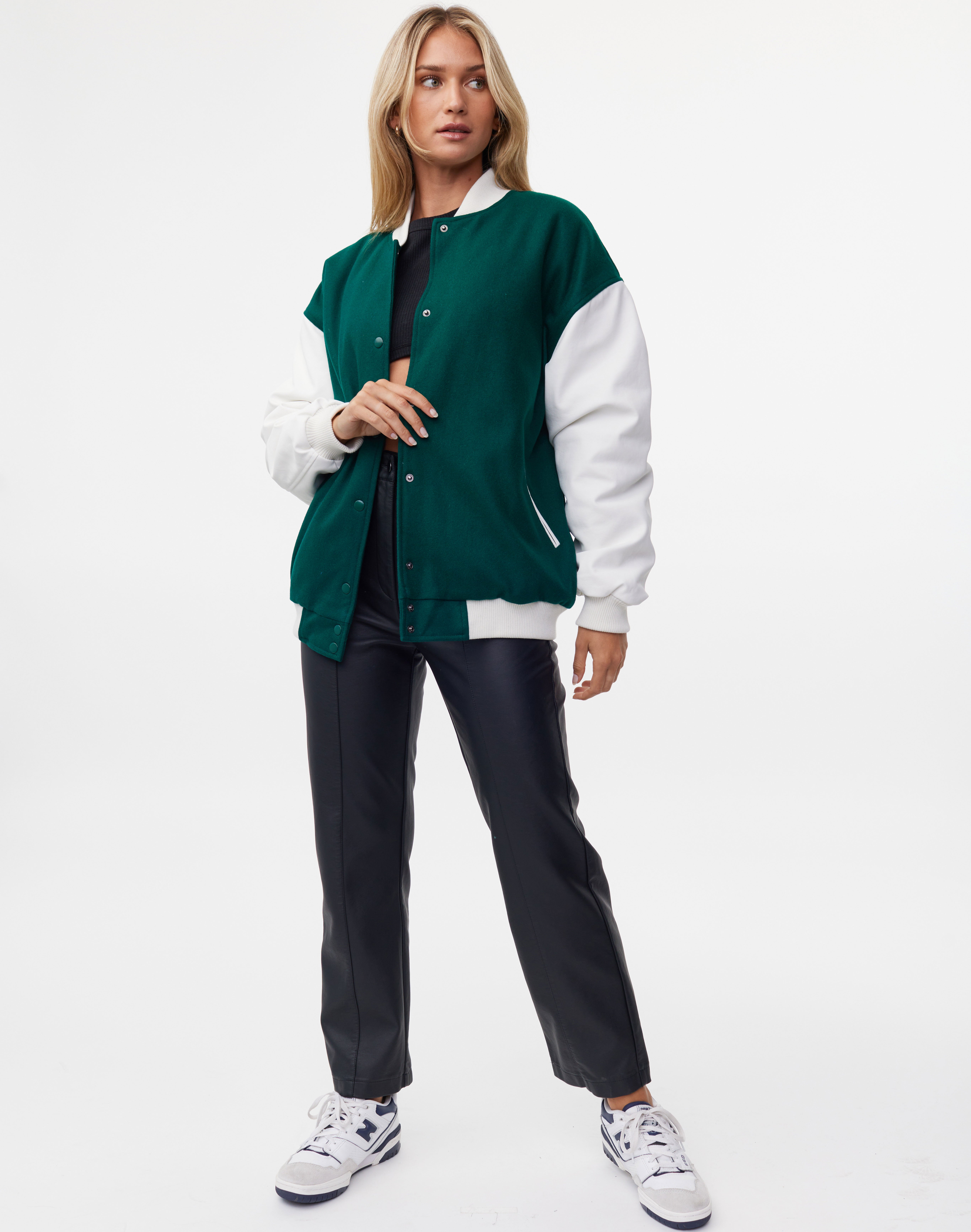 Oversized Two Tone Varsity Jacket in 