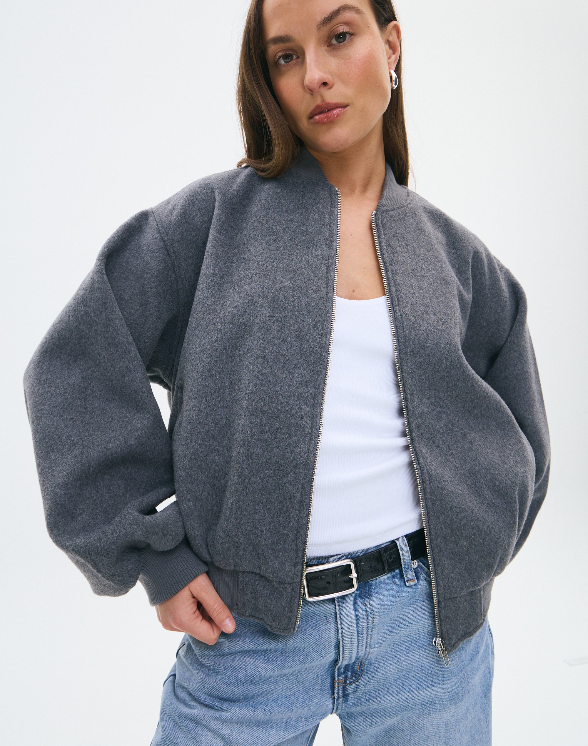 Dark Grey Bomber Jacket Capo SUEDE Bomber Jacket Dark Grey