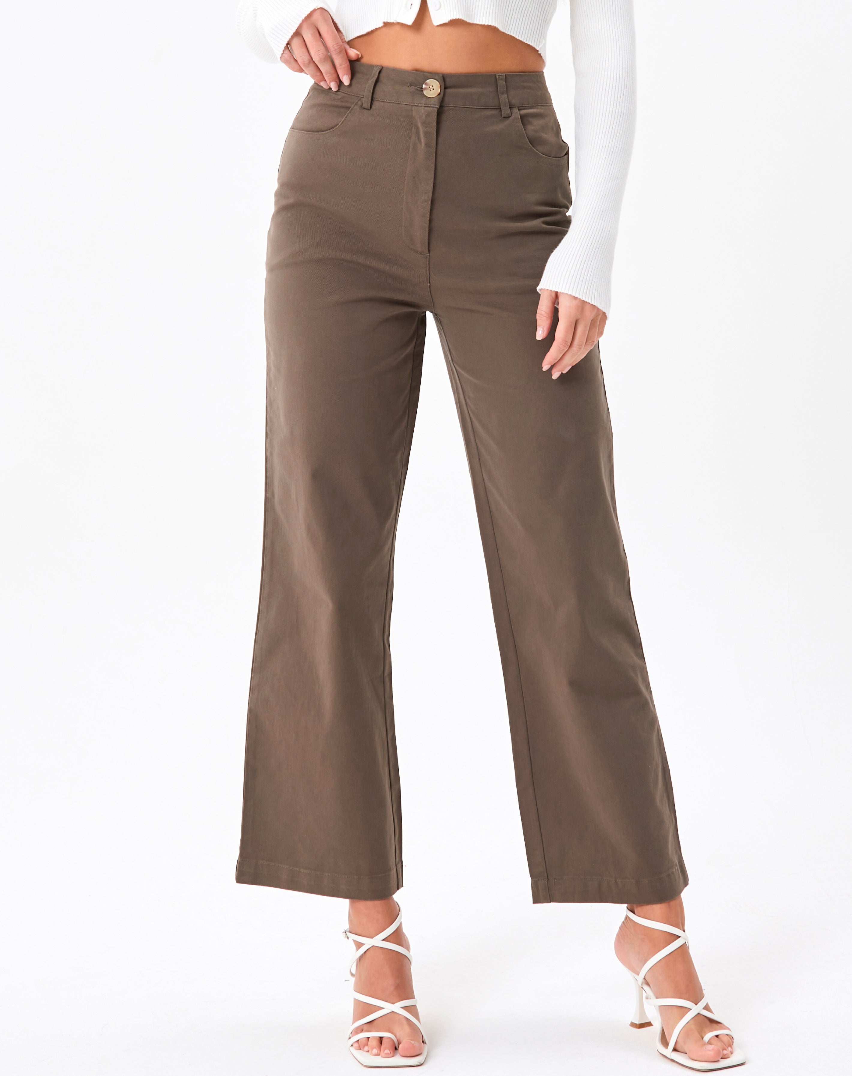 Straight Leg Pant in Brown | Glassons