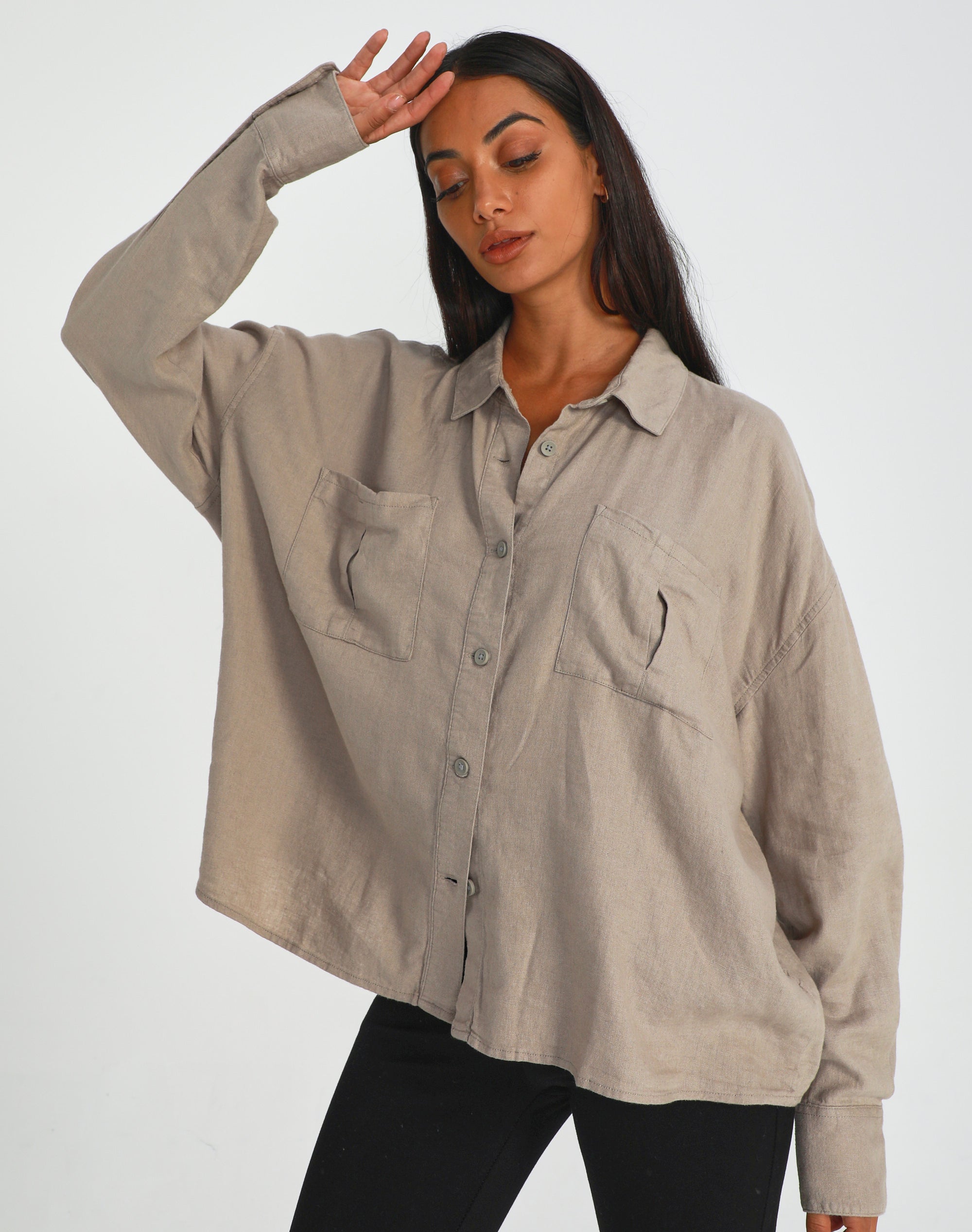 oversized linen button up shirt womens