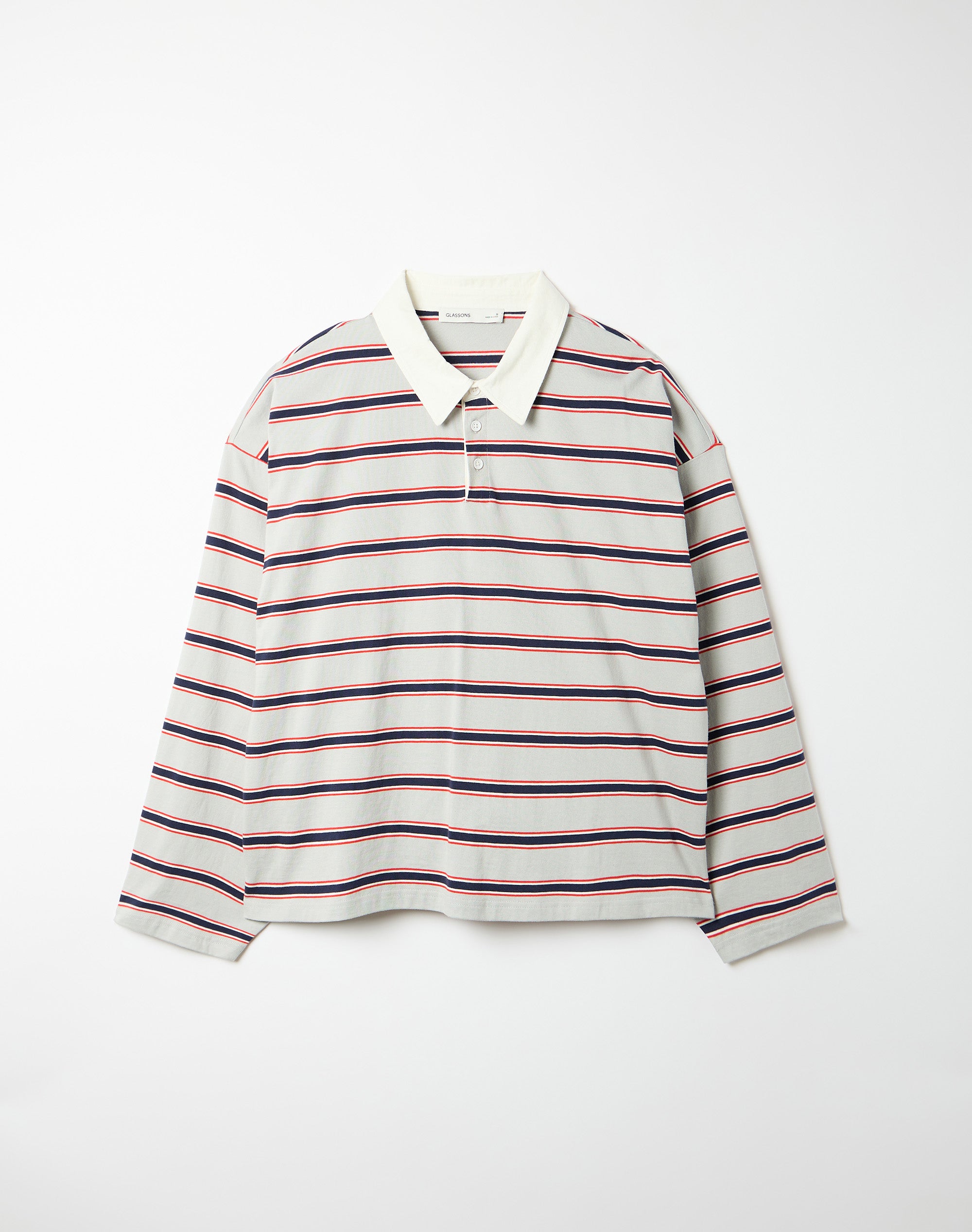Stripe Oversized Long Sleeve Polo in Navy X Reddy Adele Stripe