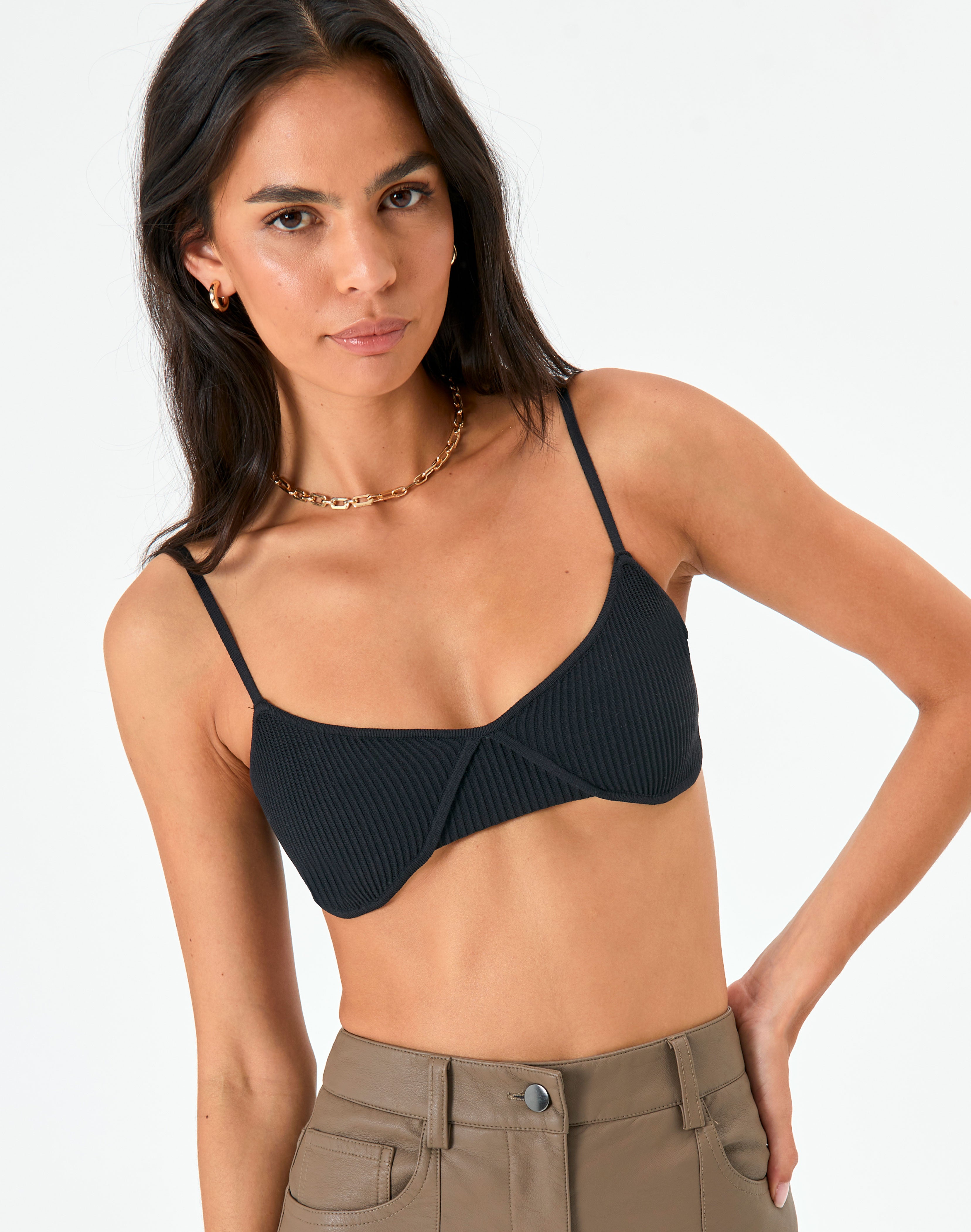 black knitted bralette