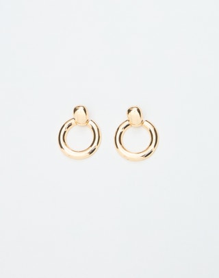Statement Circle Stud Earring in Gold